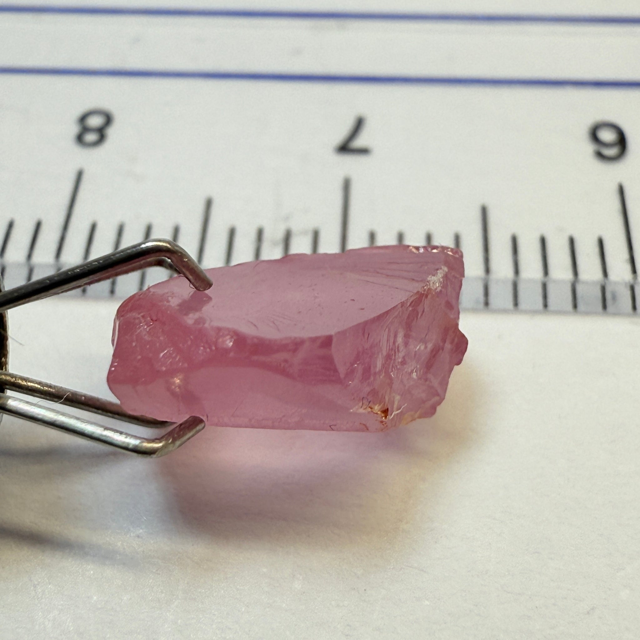 Spinel, Baby Pink, 3.88ct, Tanzania, Untreated Unheated, silky stone with inclusion coming in 2mm into the stone, flat shape, not for faceting but good for setting as is
