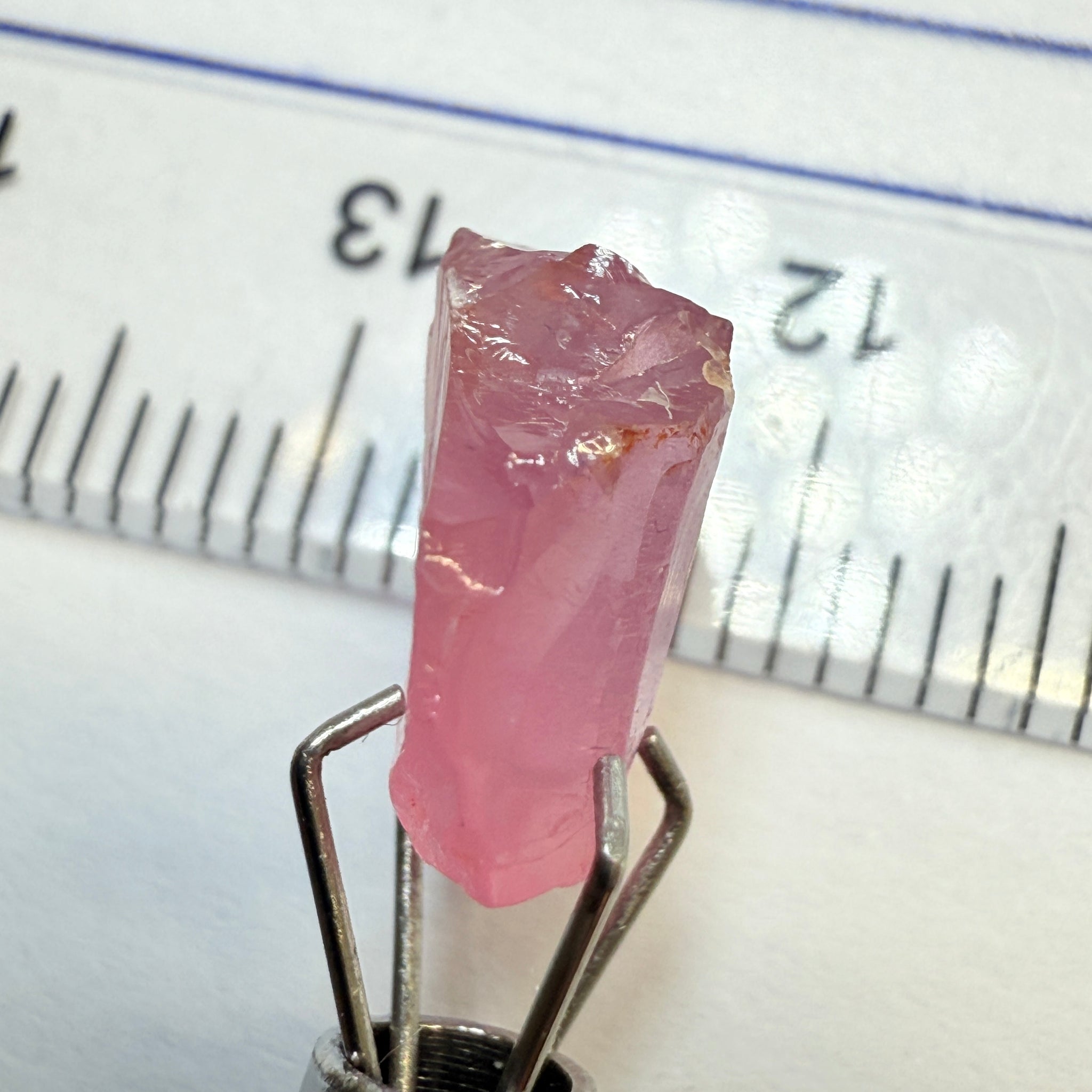 Spinel, Baby Pink, 3.88ct, Tanzania, Untreated Unheated, silky stone with inclusion coming in 2mm into the stone, flat shape, not for faceting but good for setting as is