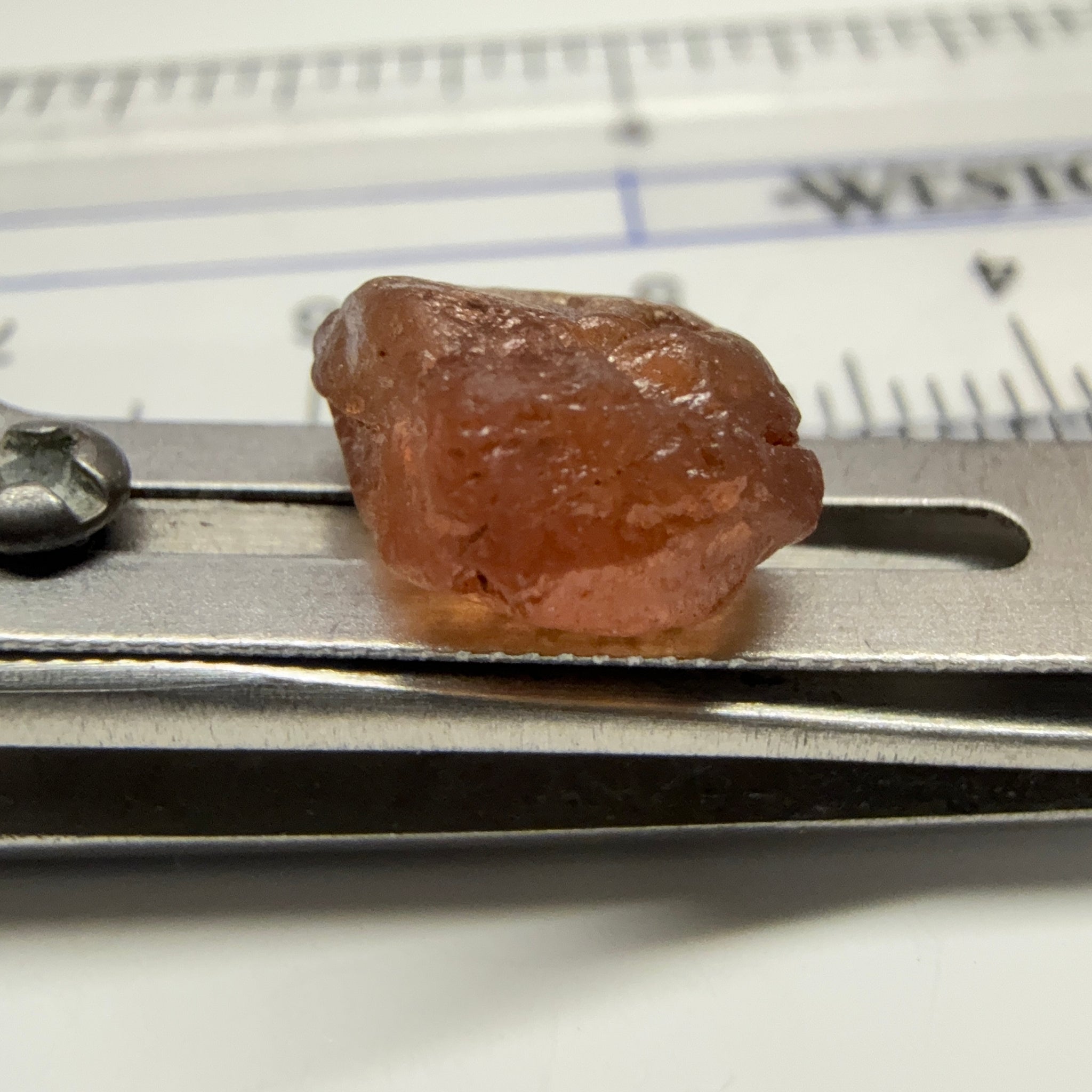 Peach Malaya Garnet, 4.56ct, inclusion going a third in with slight silk, Unheated Untreated, Umba Valley Tanzania