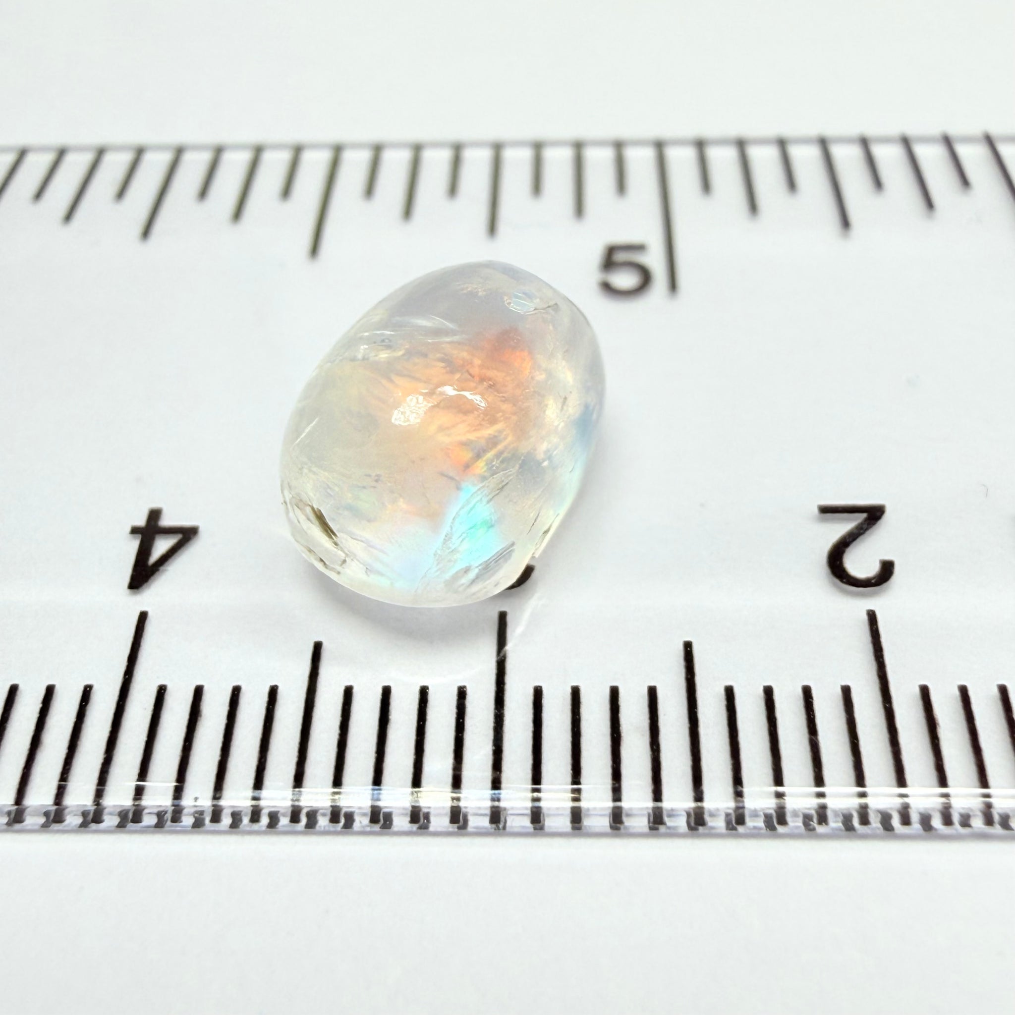 Blue Sheen Moonstone Cabochon, 4.51ct, Tanzania, Untreated Unheated, Sheen sleeping to one side