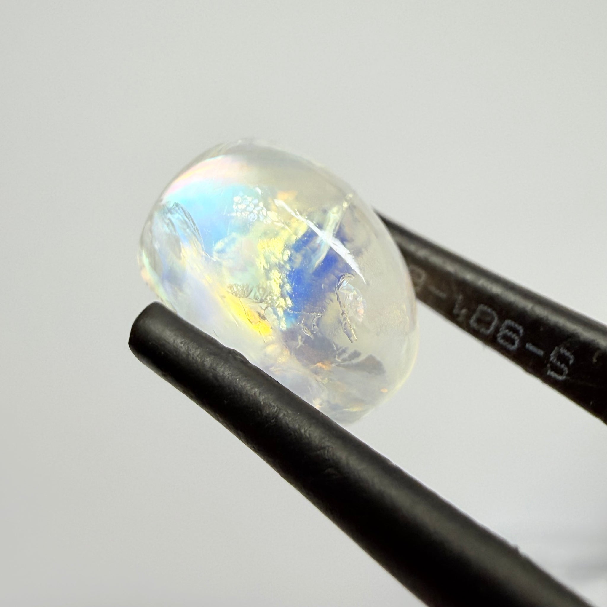 Blue Sheen Moonstone Cabochon, 4.51ct, Tanzania, Untreated Unheated, Sheen sleeping to one side