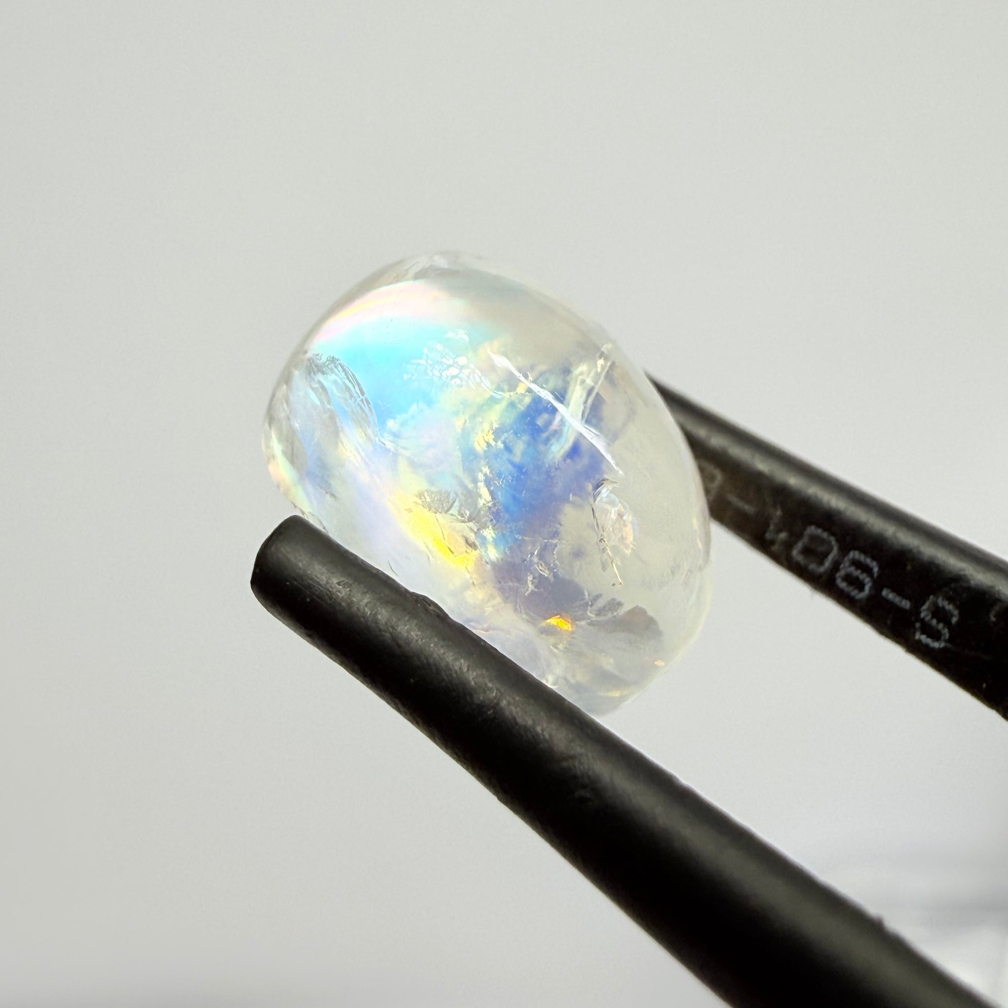 Blue Sheen Moonstone Cabochon, 4.51ct, Tanzania, Untreated Unheated, Sheen sleeping to one side