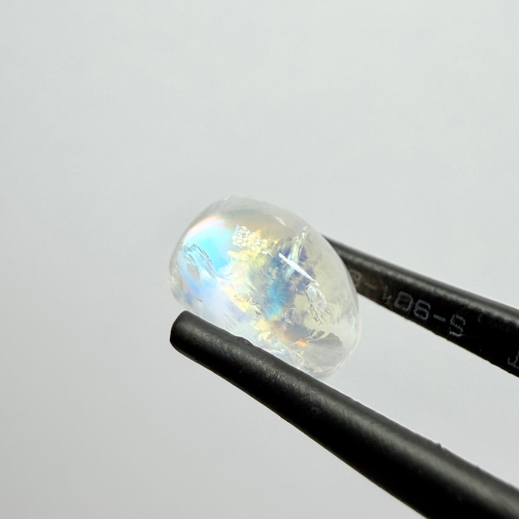 Blue Sheen Moonstone Cabochon, 4.51ct, Tanzania, Untreated Unheated, Sheen sleeping to one side