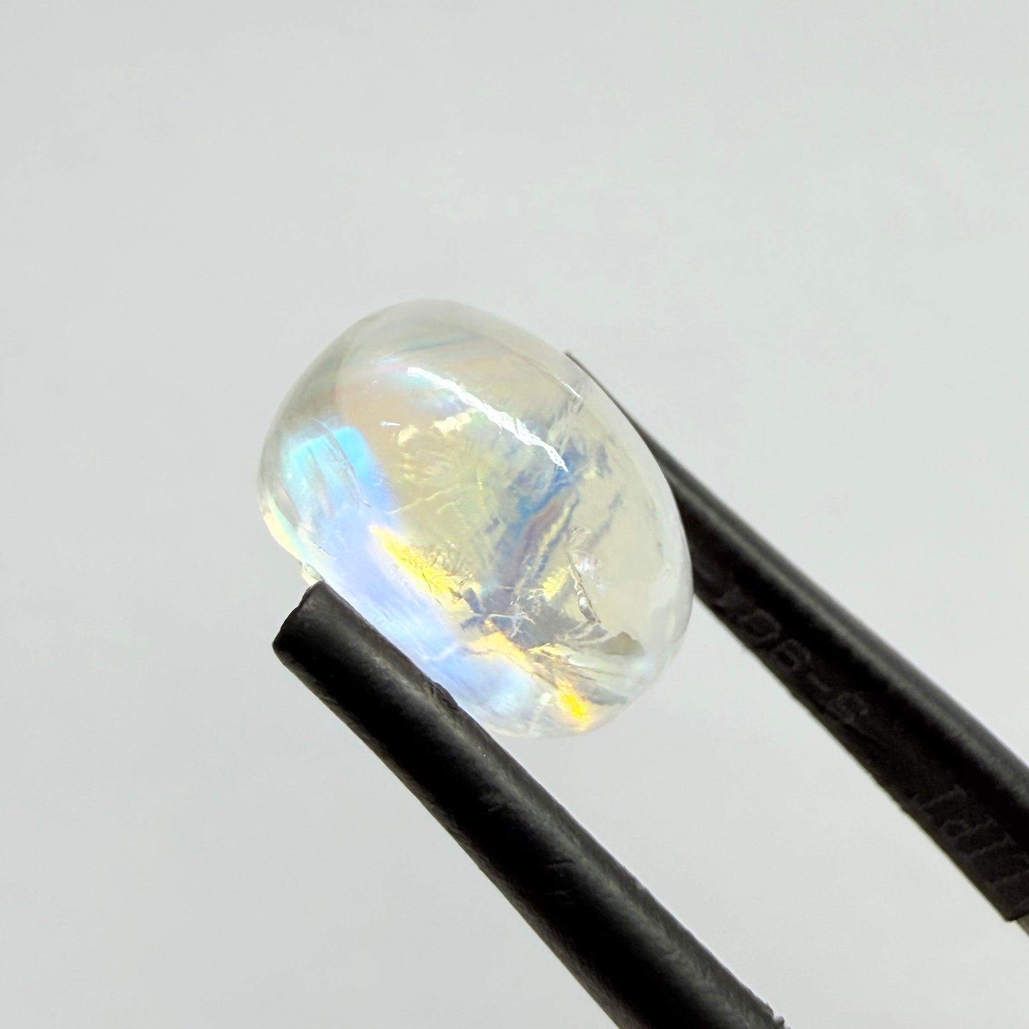 Blue Sheen Moonstone Cabochon, 4.51ct, Tanzania, Untreated Unheated, Sheen sleeping to one side