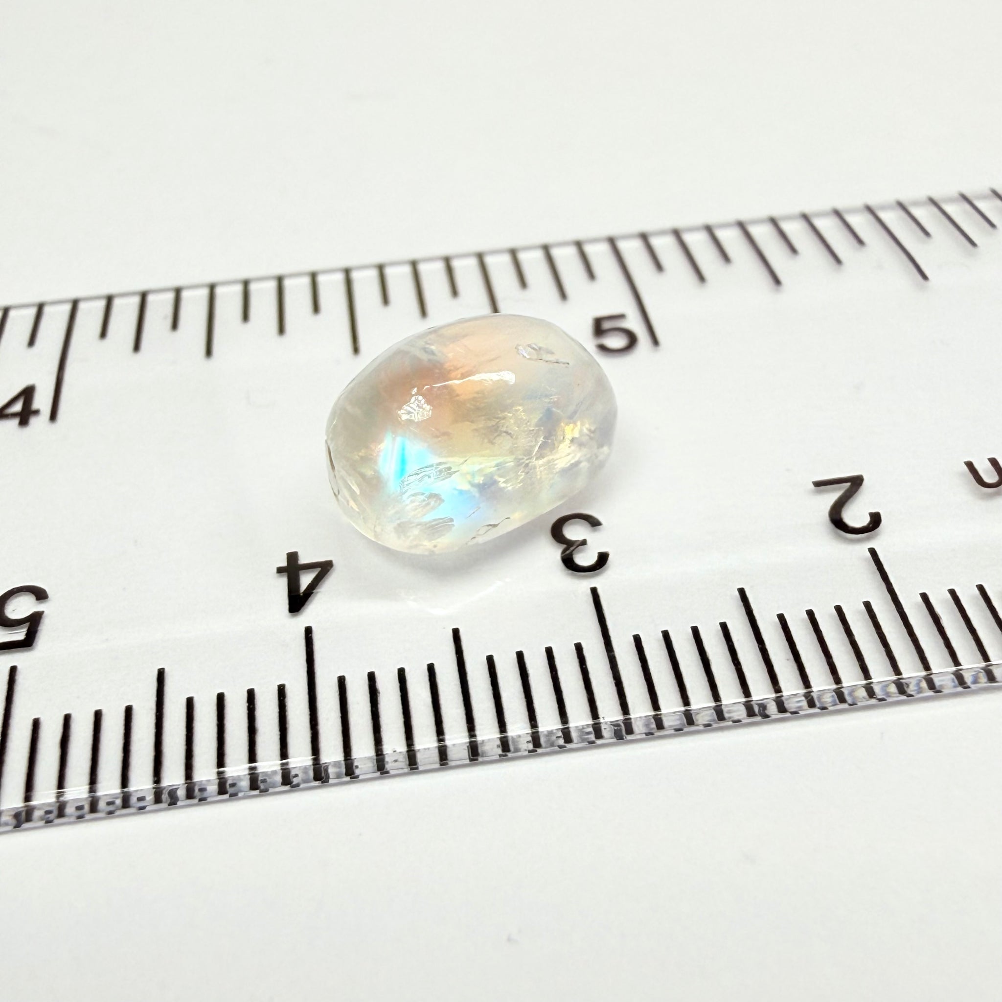 Blue Sheen Moonstone Cabochon, 4.51ct, Tanzania, Untreated Unheated, Sheen sleeping to one side