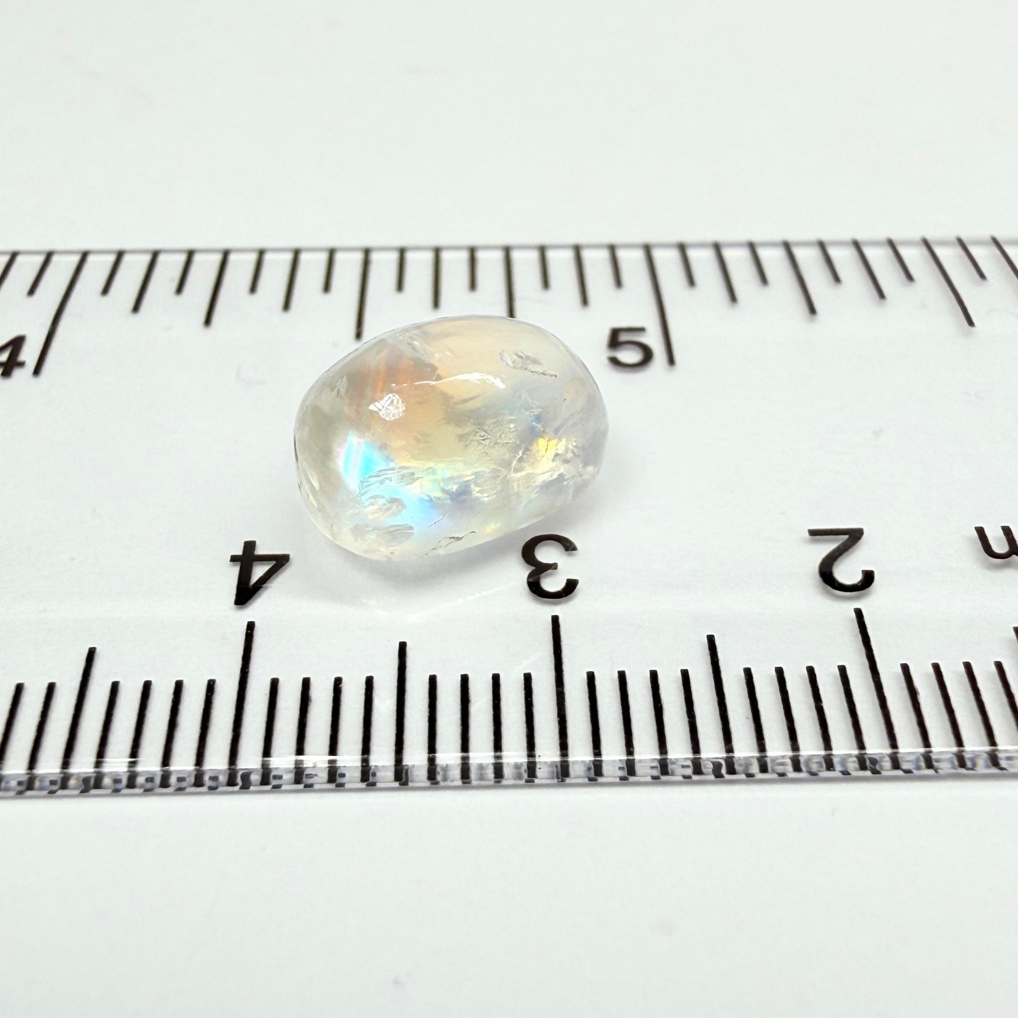 Blue Sheen Moonstone Cabochon, 4.51ct, Tanzania, Untreated Unheated, Sheen sleeping to one side