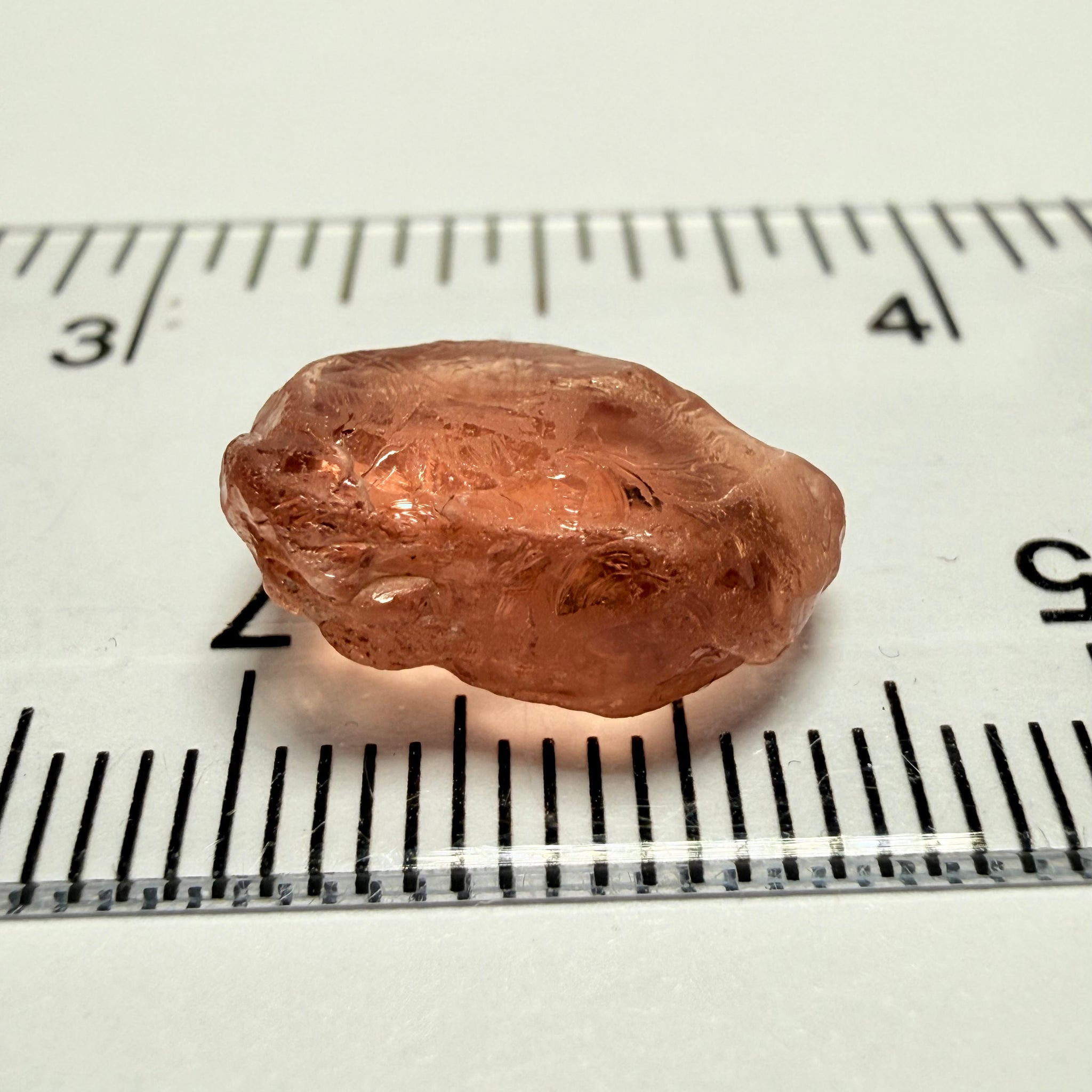 Malaya Garnet, 8.03ct, Tanzania, Untreated Unheated, fine needles causing a silky appearance, flat shape, see side pics