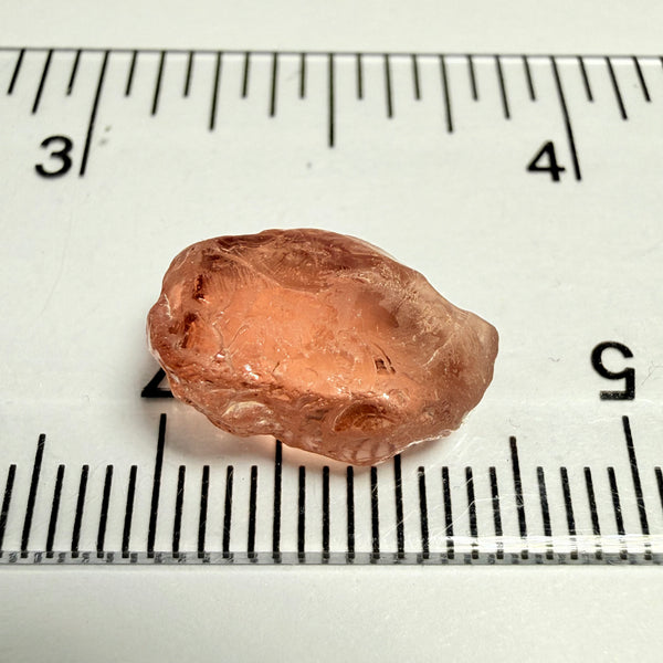Malaya Garnet, 8.03ct, Tanzania, Untreated Unheated, fine needles causing a silky appearance, flat shape, see side pics