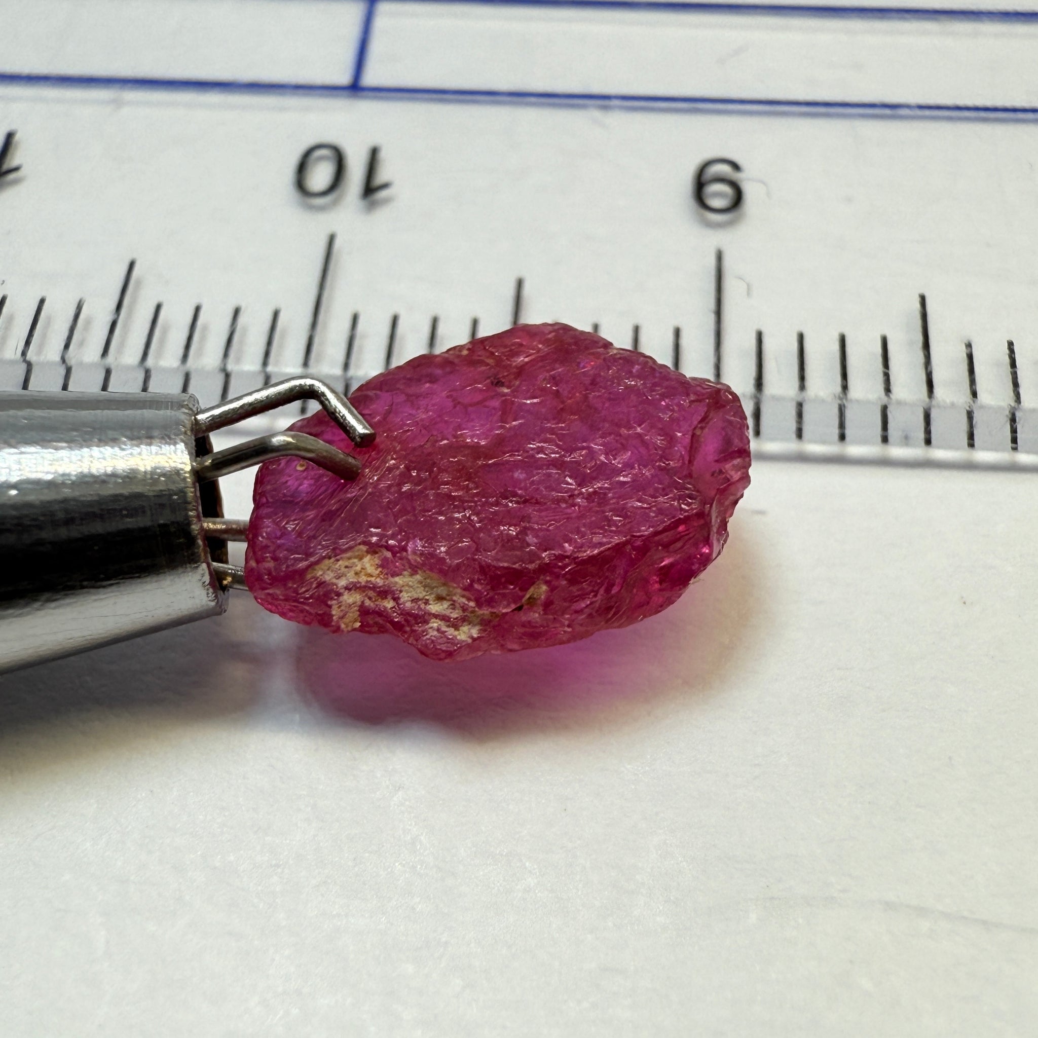 Ruby Crystal, 2.52ct, very thin, Tanzania, Untreated Unheated, not for faceting, excellent to set into jewellery as is