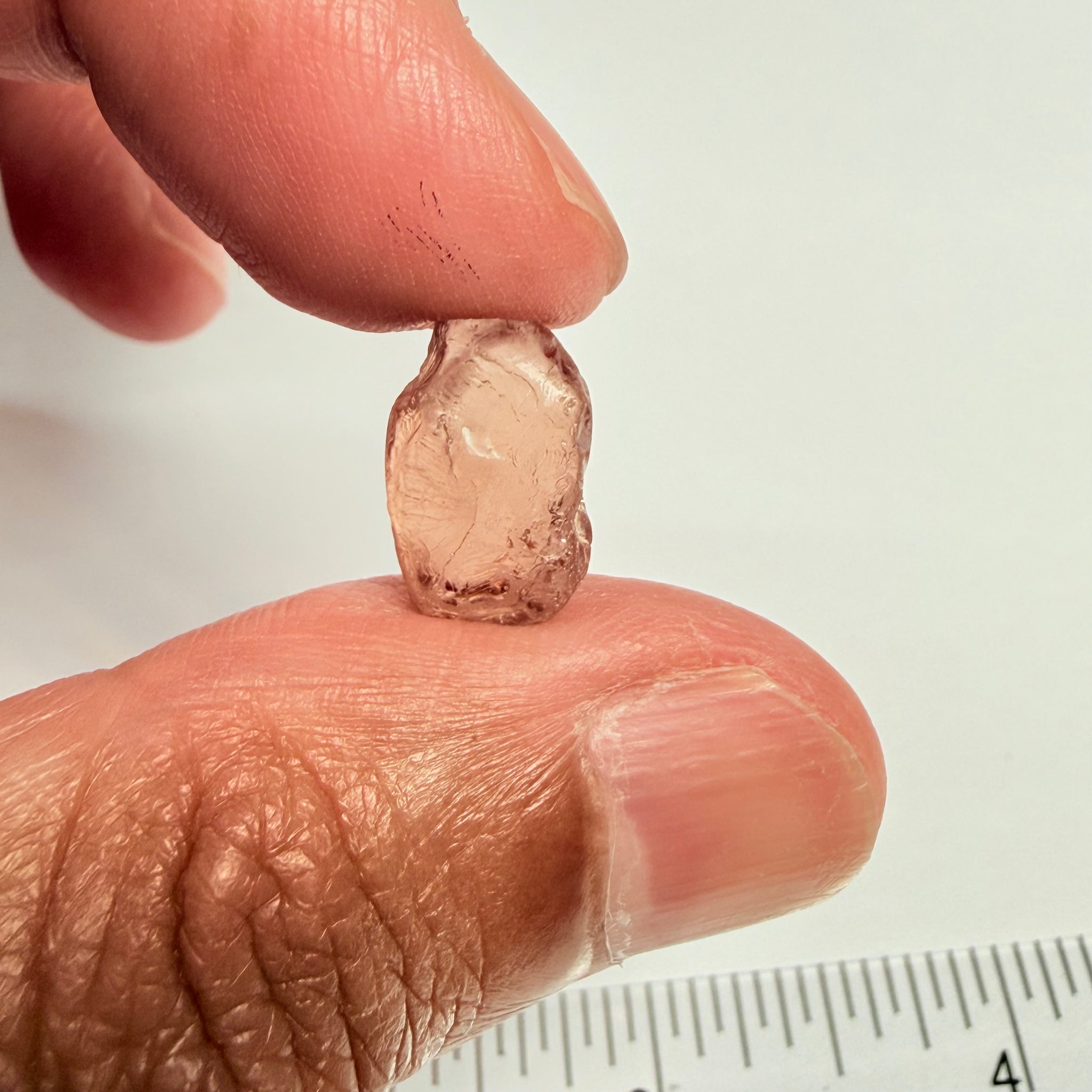 Malaya Garnet, 8.03ct, Tanzania, Untreated Unheated, fine needles causing a silky appearance, flat shape, see side pics