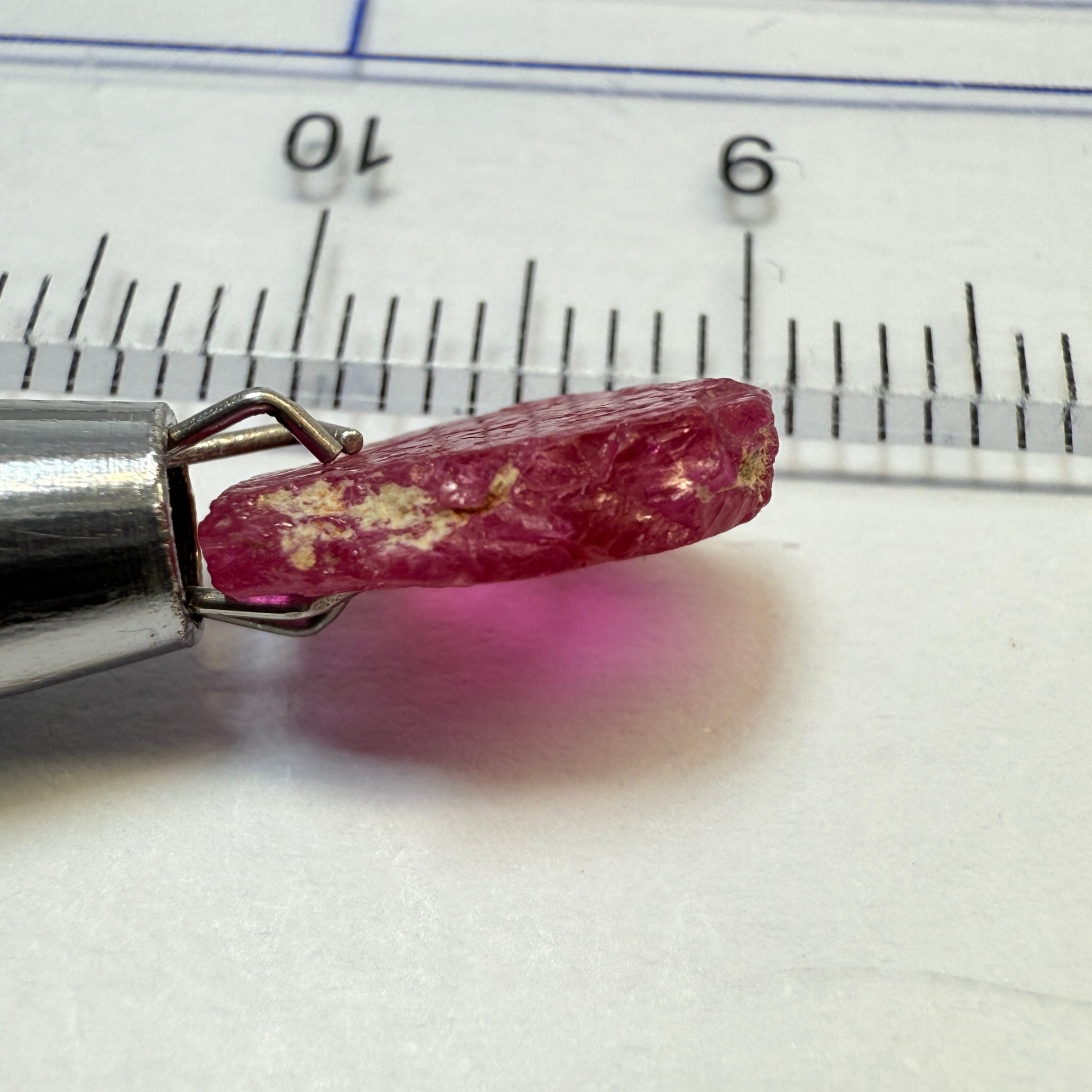 Ruby Crystal, 2.52ct, very thin, Tanzania, Untreated Unheated, not for faceting, excellent to set into jewellery as is