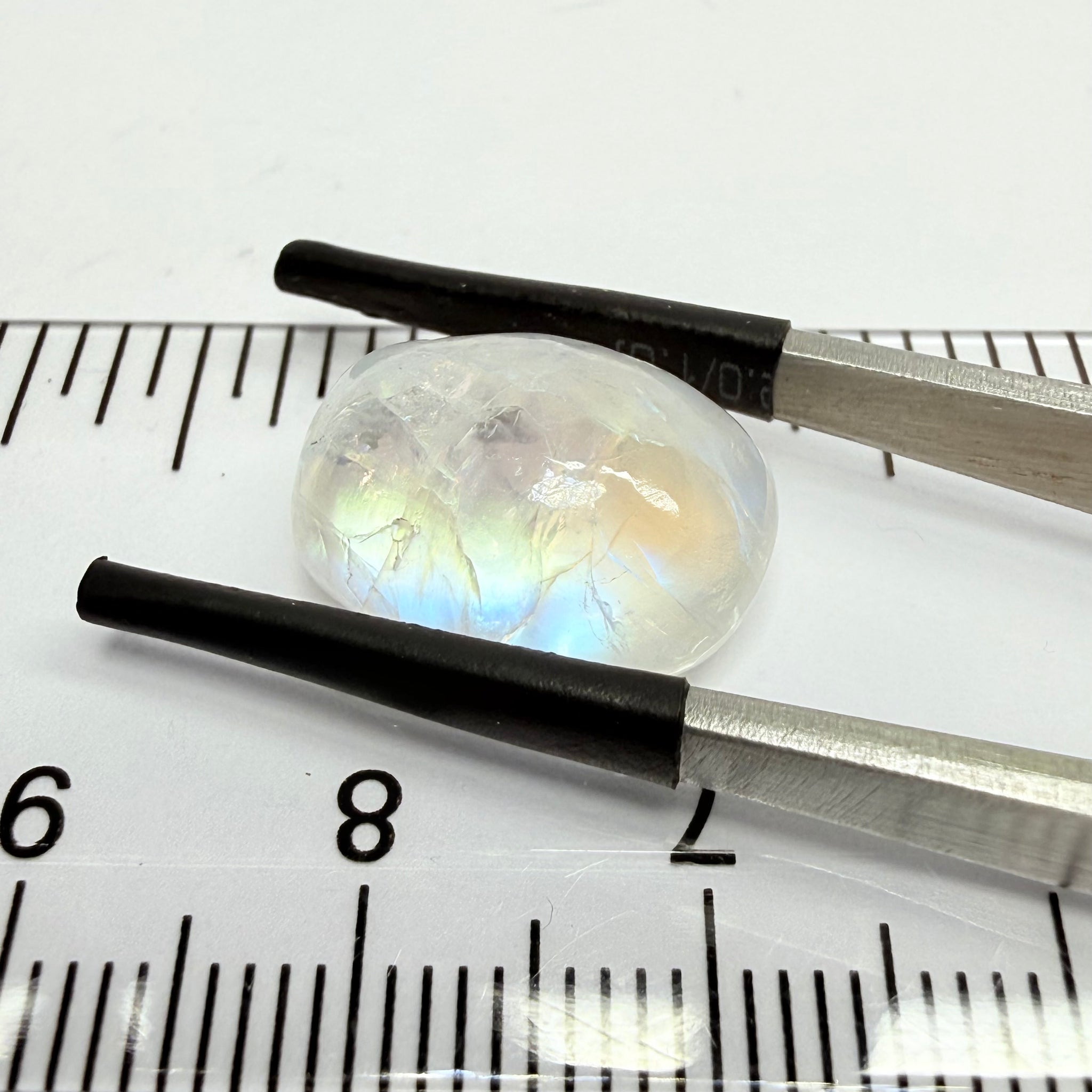 Blue Sheen Moonstone Cabochon, 10.34ct, Tanzania, Untreated Unheated, Sheen sleeping to one side