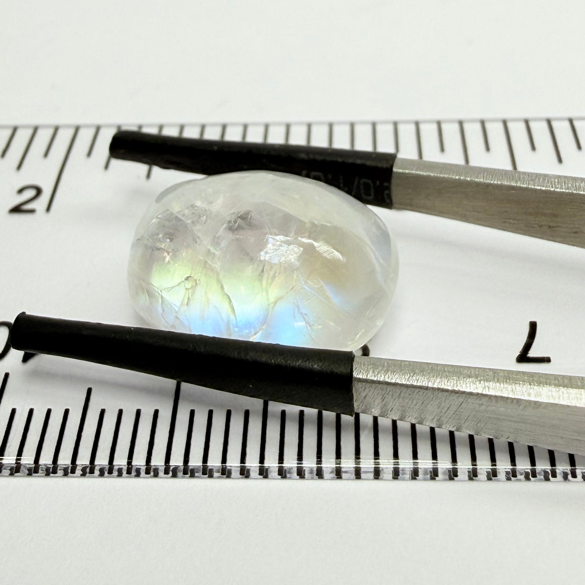 Blue Sheen Moonstone Cabochon, 10.34ct, Tanzania, Untreated Unheated, Sheen sleeping to one side