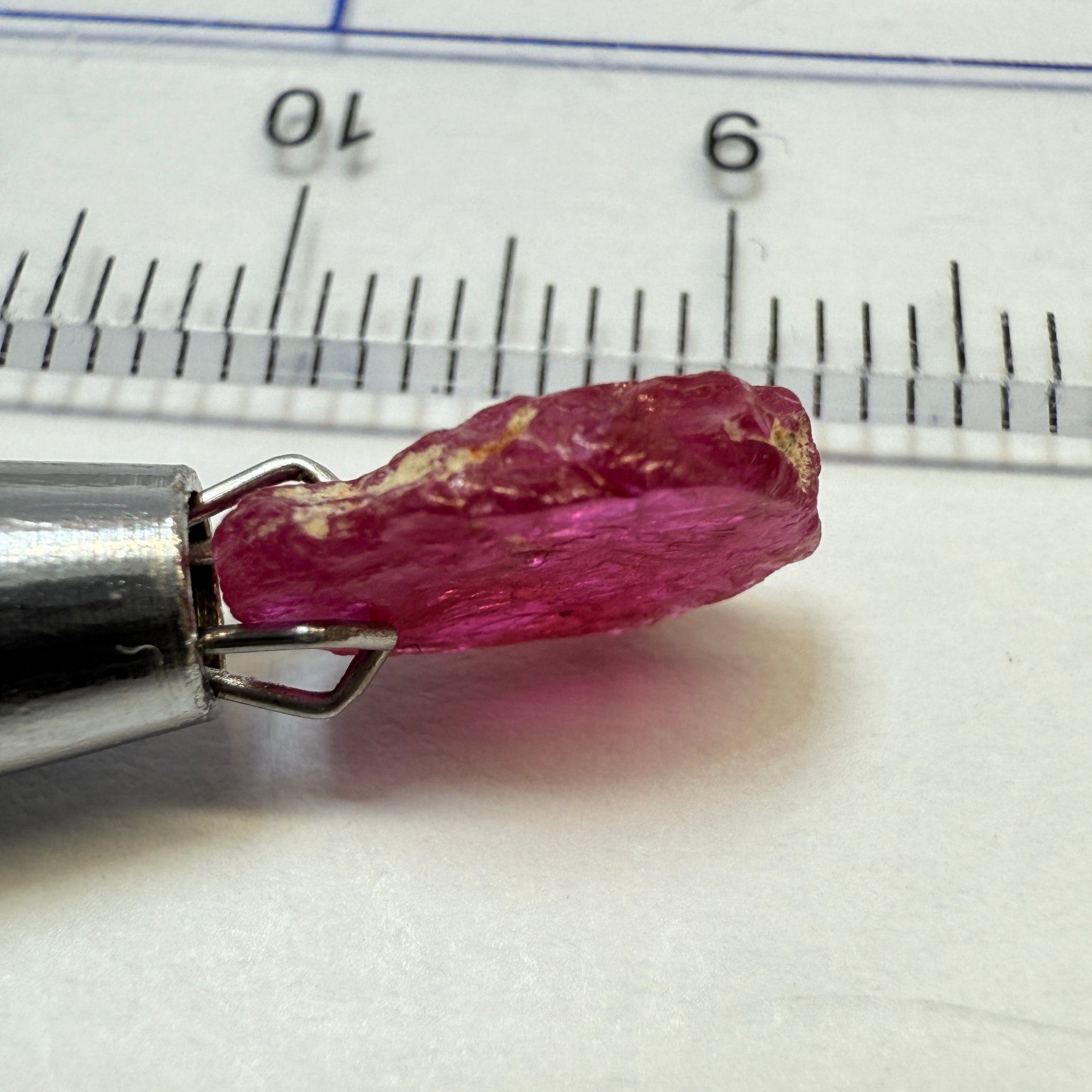 Ruby Crystal, 2.52ct, very thin, Tanzania, Untreated Unheated, not for faceting, excellent to set into jewellery as is