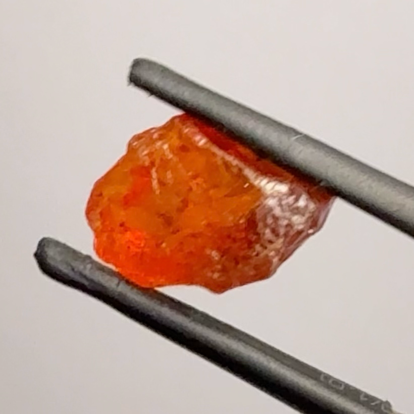 Mandarin Carrot Colour Spessartite Garnet, 5.51ct, Loliondo, Tanzania. Untreated Unheated. Slight crack on outside coming 2mm into stone, rest very slight sugar