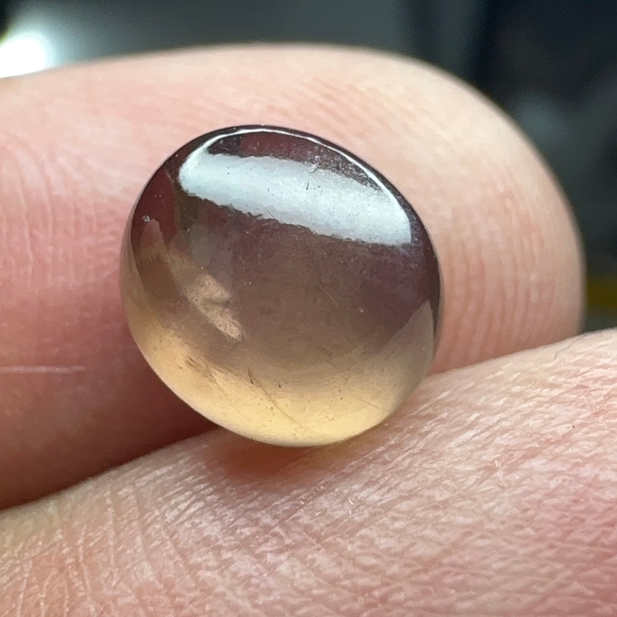 Colour Change Sapphire Cabochon, 3.52ct, Umba Valley, Tanzania. Untreated Unheated. Seems to have silk that appears as a moving spot