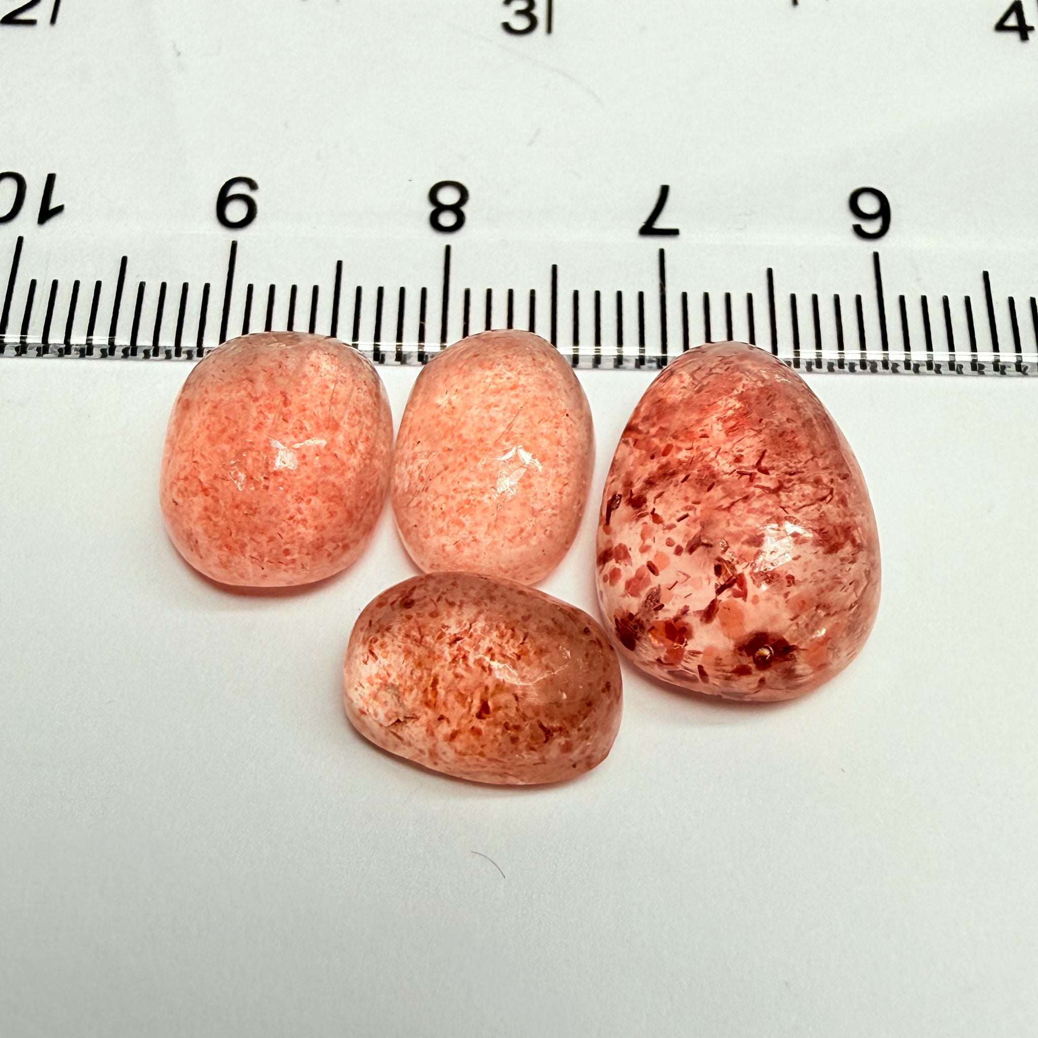 Strawberry Quartz Cabochon Lot, 22.74ct, Tanzania, Untreated Unheated