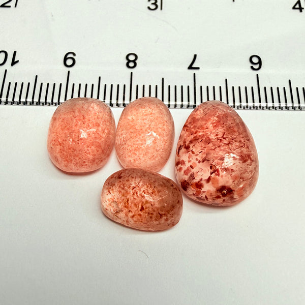 Strawberry Quartz Cabochon Lot, 22.74ct, Tanzania, Untreated Unheated