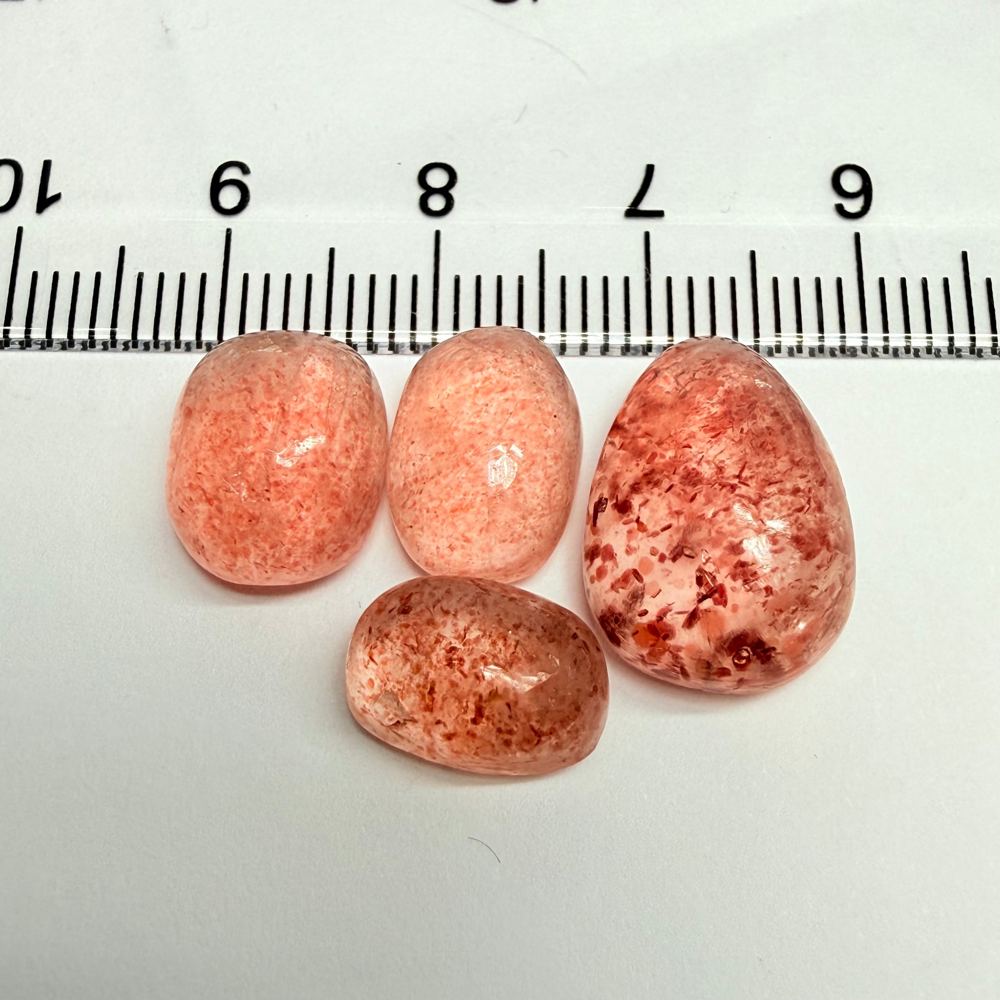 Strawberry Quartz Cabochon Lot, 22.74ct, Tanzania, Untreated Unheated