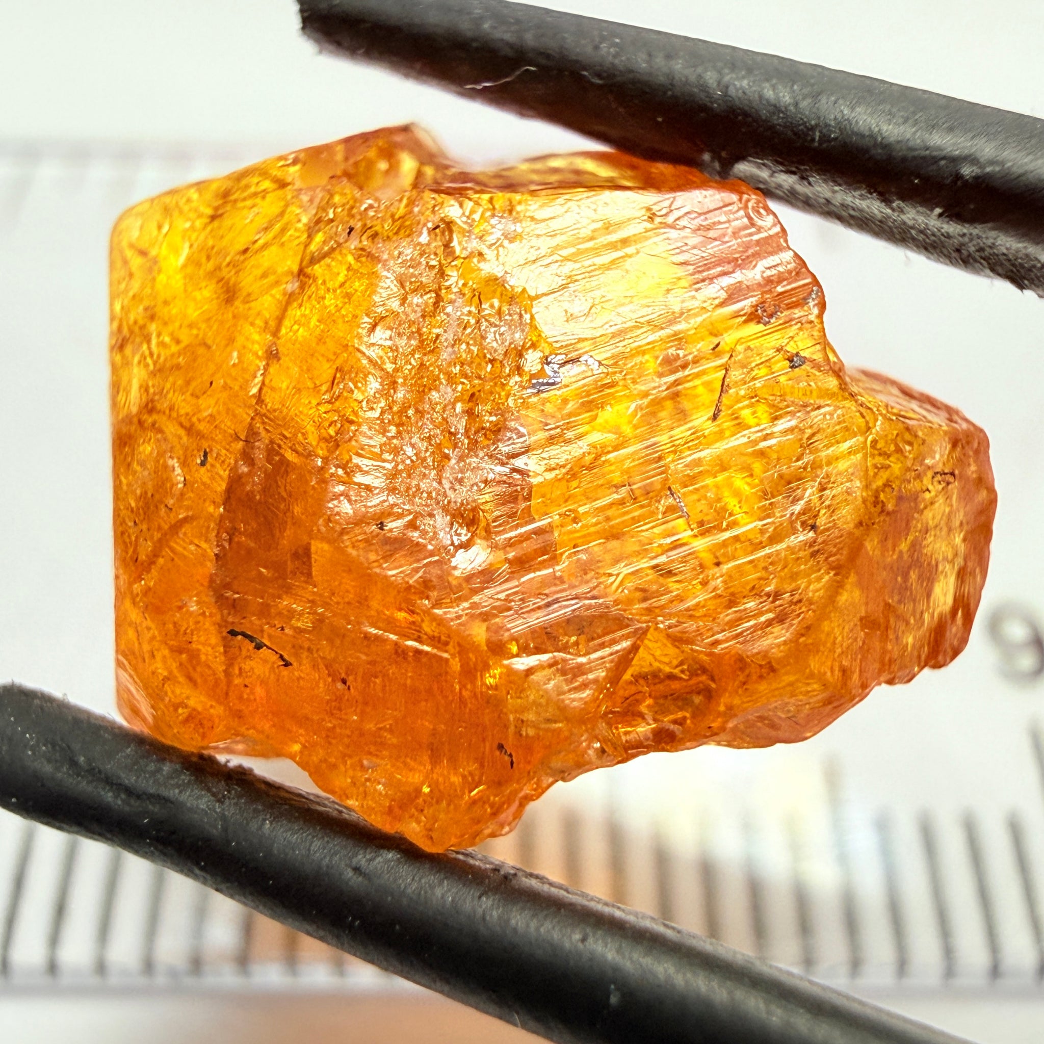 Mandarin Garnet, 11.04ct, Loliondo, Tanzania, Untreated Unheated, flat stone, inclusions inside but great to set in jewellery as is