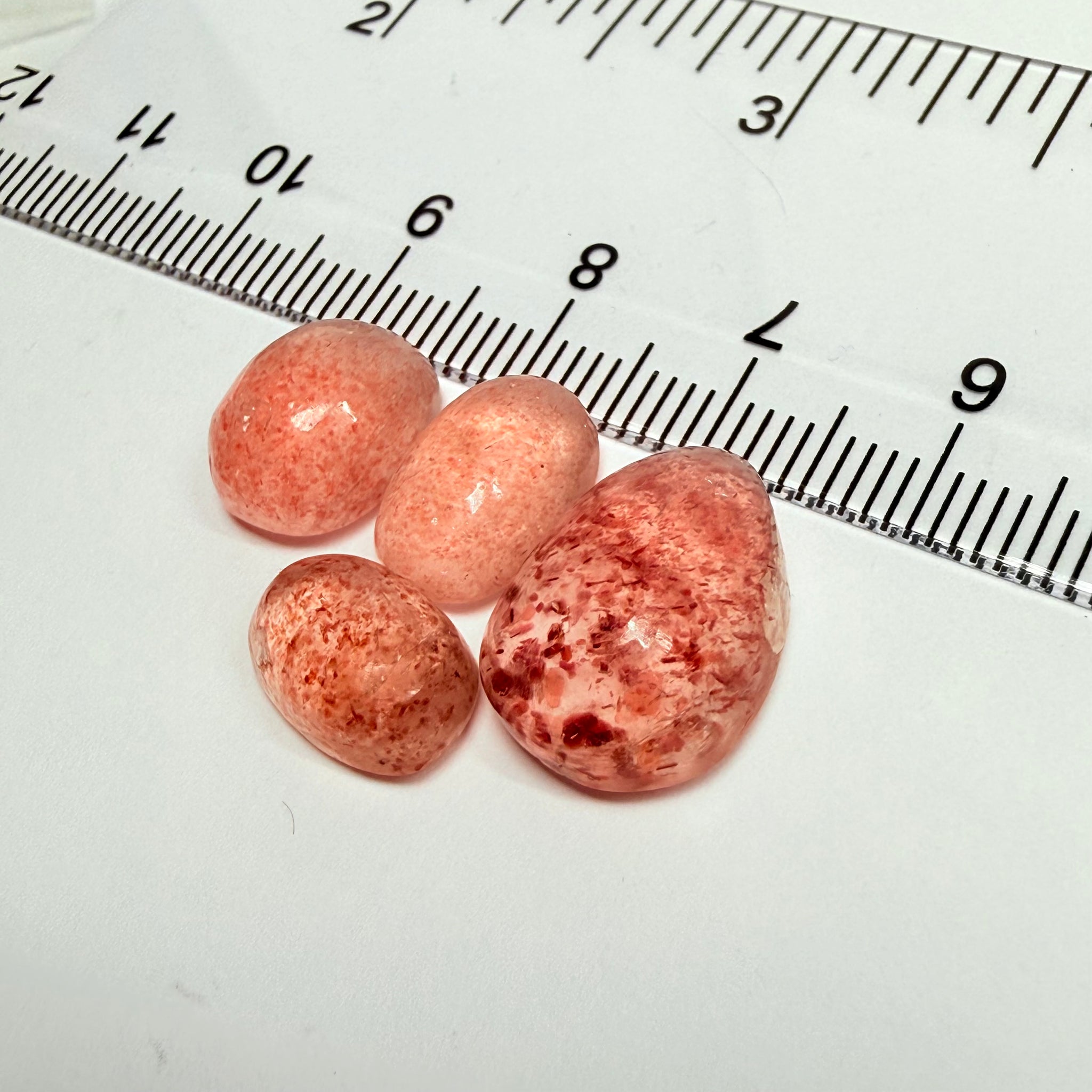 Strawberry Quartz Cabochon Lot, 22.74ct, Tanzania, Untreated Unheated