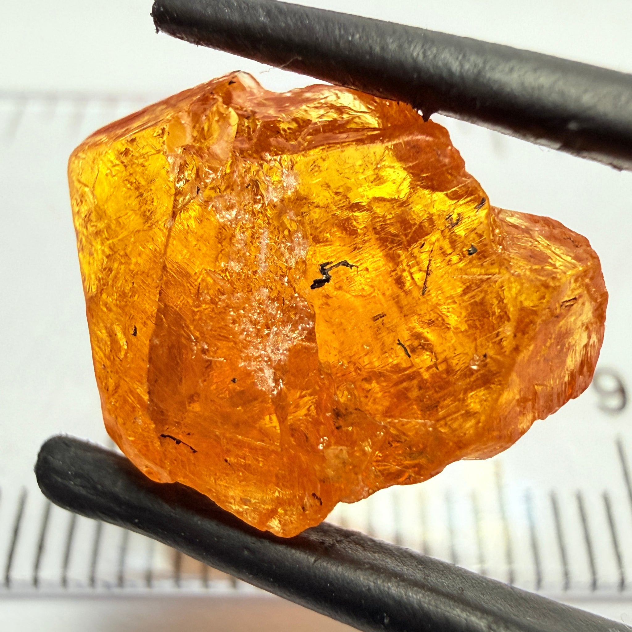 Mandarin Garnet, 11.04ct, Loliondo, Tanzania, Untreated Unheated, flat stone, inclusions inside but great to set in jewellery as is
