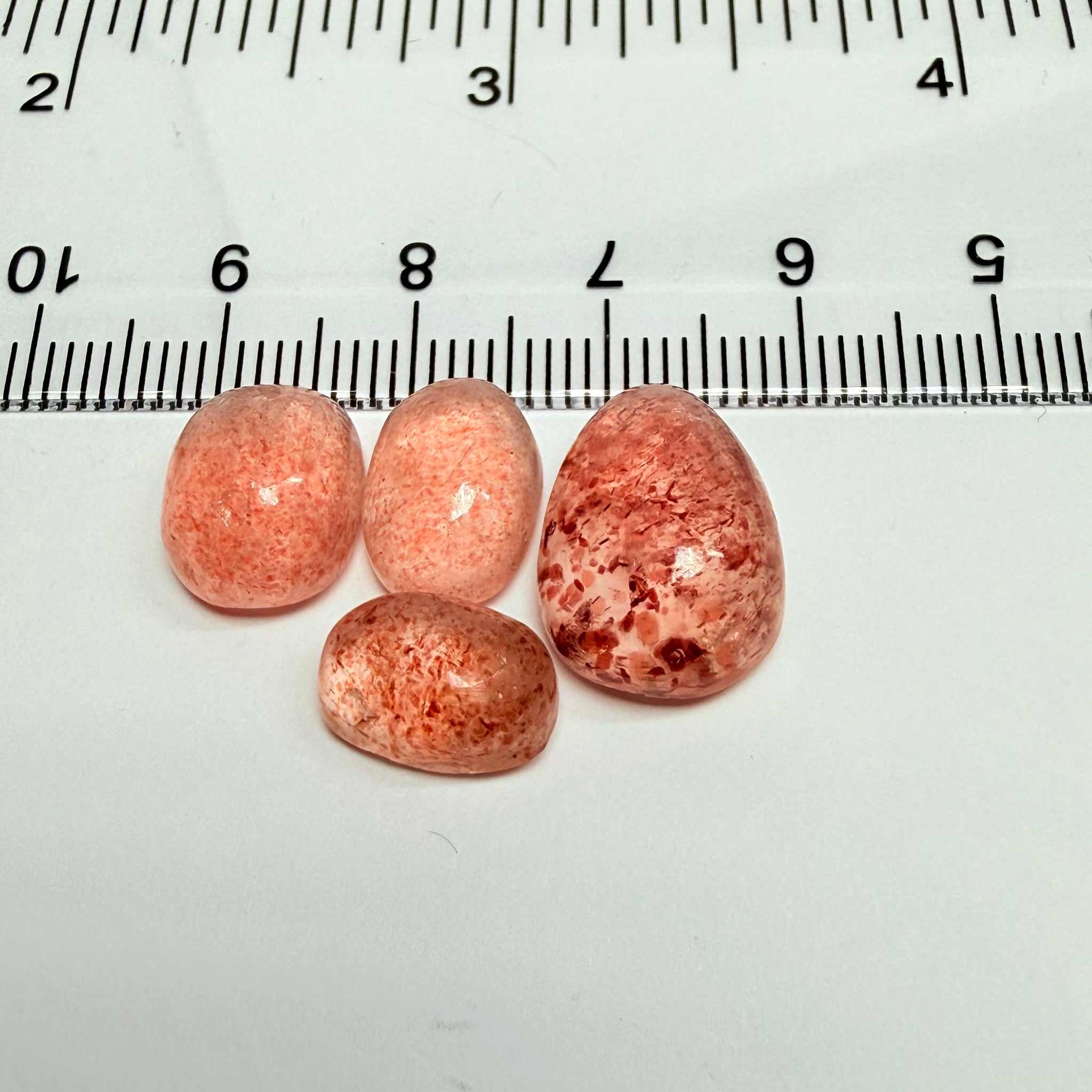 Strawberry Quartz Cabochon Lot, 22.74ct, Tanzania, Untreated Unheated