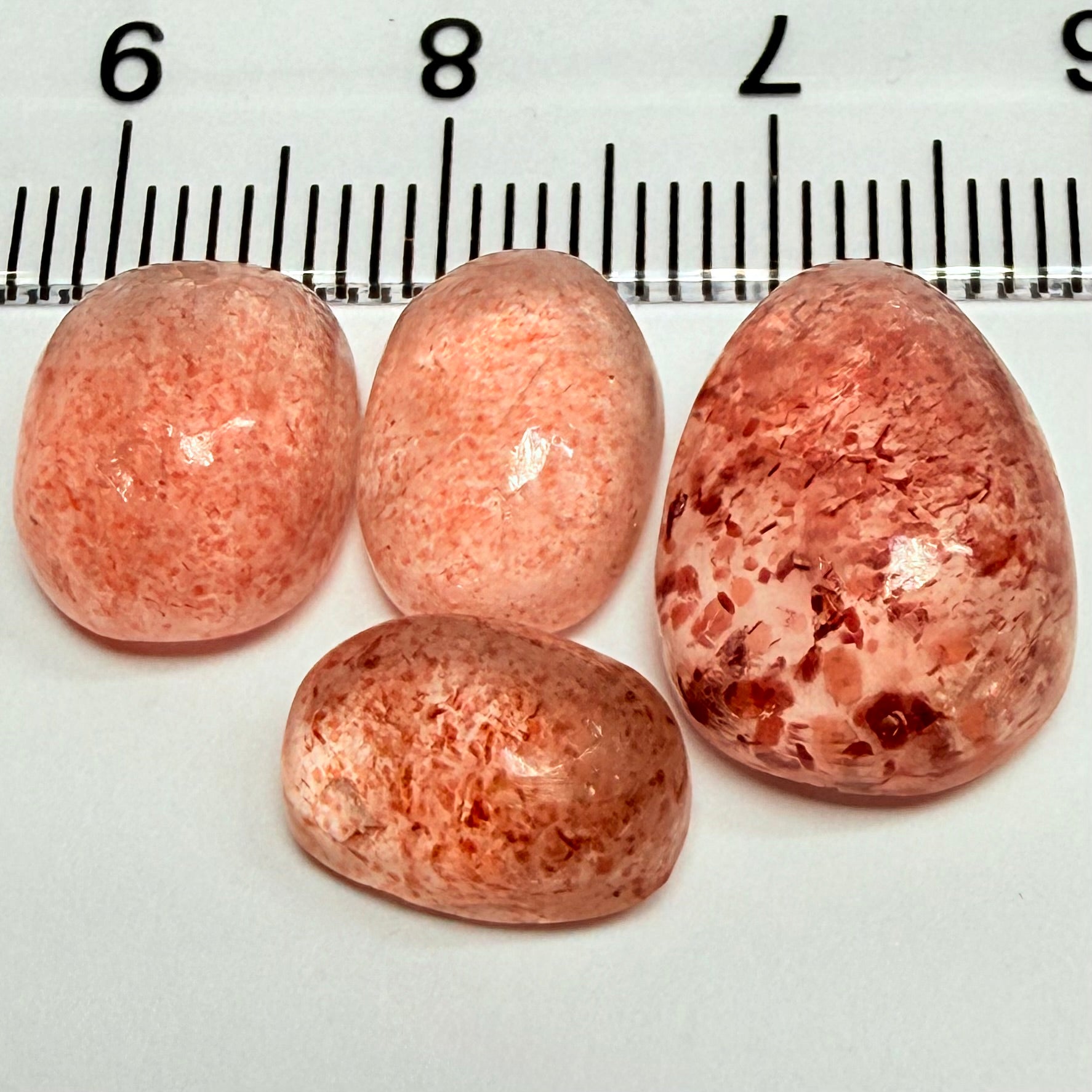 Strawberry Quartz Cabochon Lot, 22.74ct, Tanzania, Untreated Unheated
