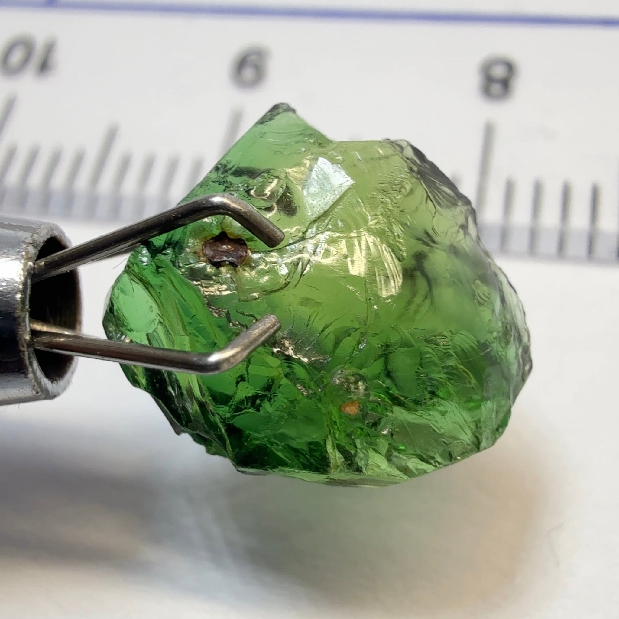 Chrome Tourmaline, 3.56ct, Laletema mts, Tanzania, Untreated Unheated, too thin to facet, excellent to set into jewellery as is.