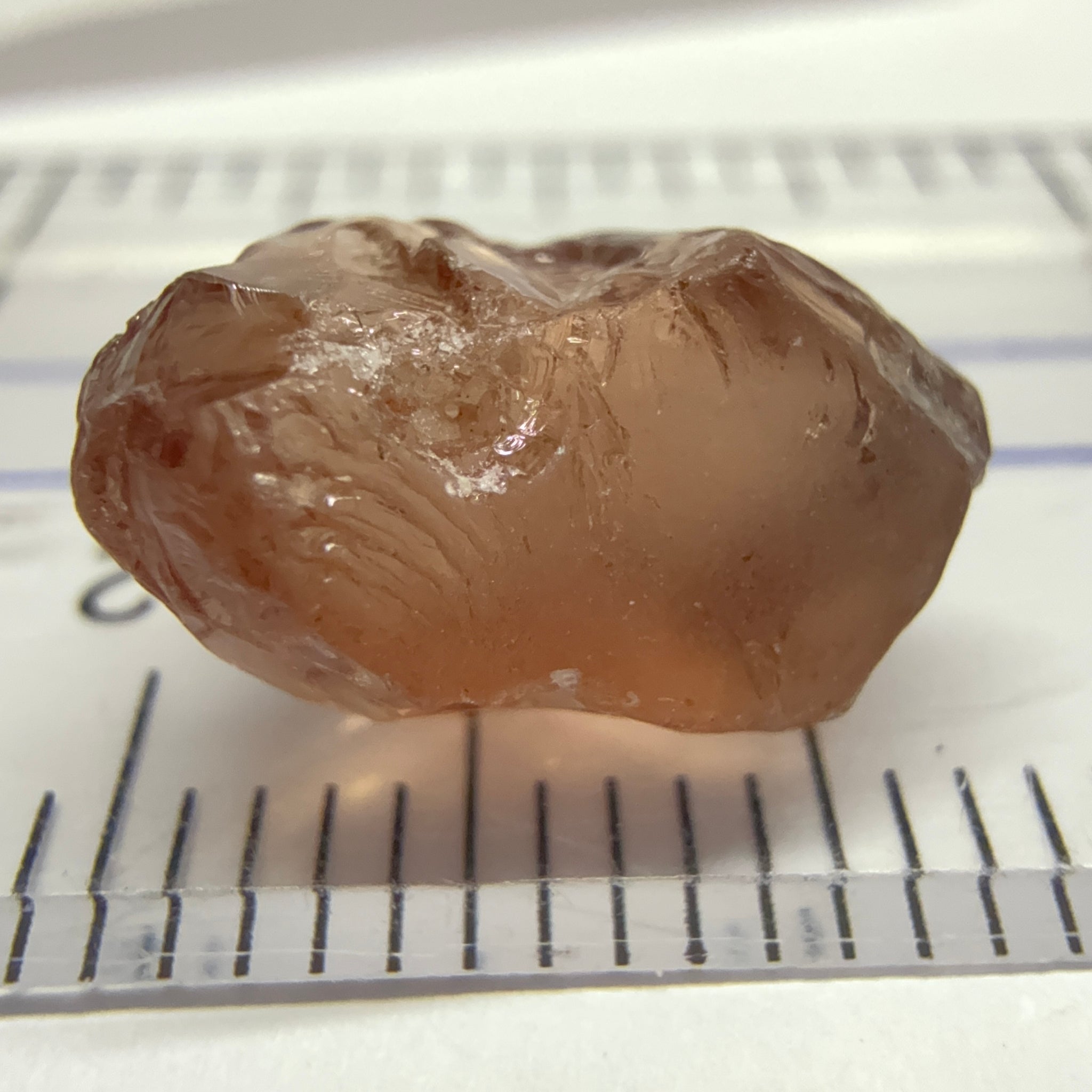 Peach Malaya Garnet, 5.87ct, slight issues on the outside, rest vvs, Unheated Untreated, Umba Valley Tanzania