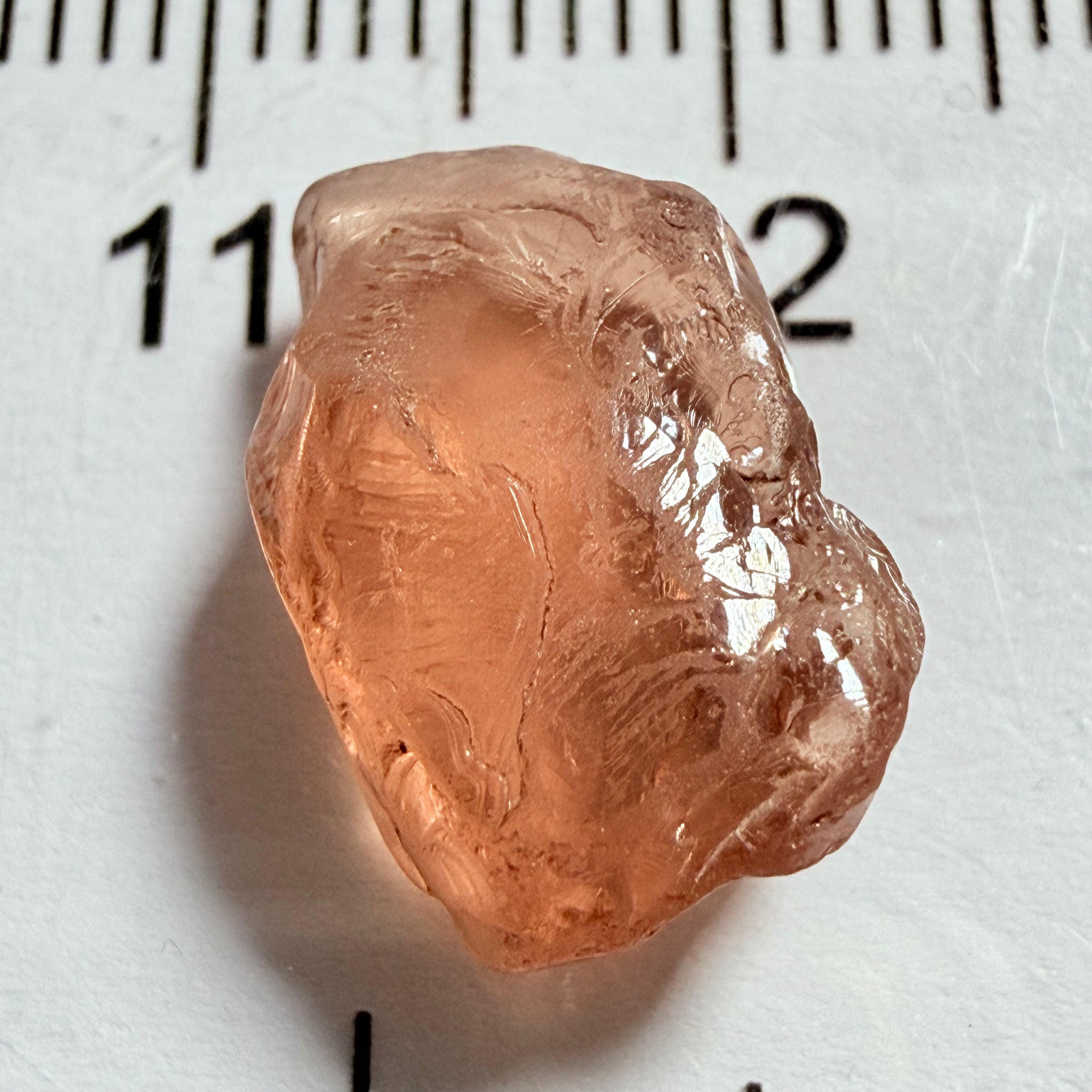 Malaya Garnet, 8.03ct, Tanzania, Untreated Unheated, fine needles causing a silky appearance, flat shape, see side pics