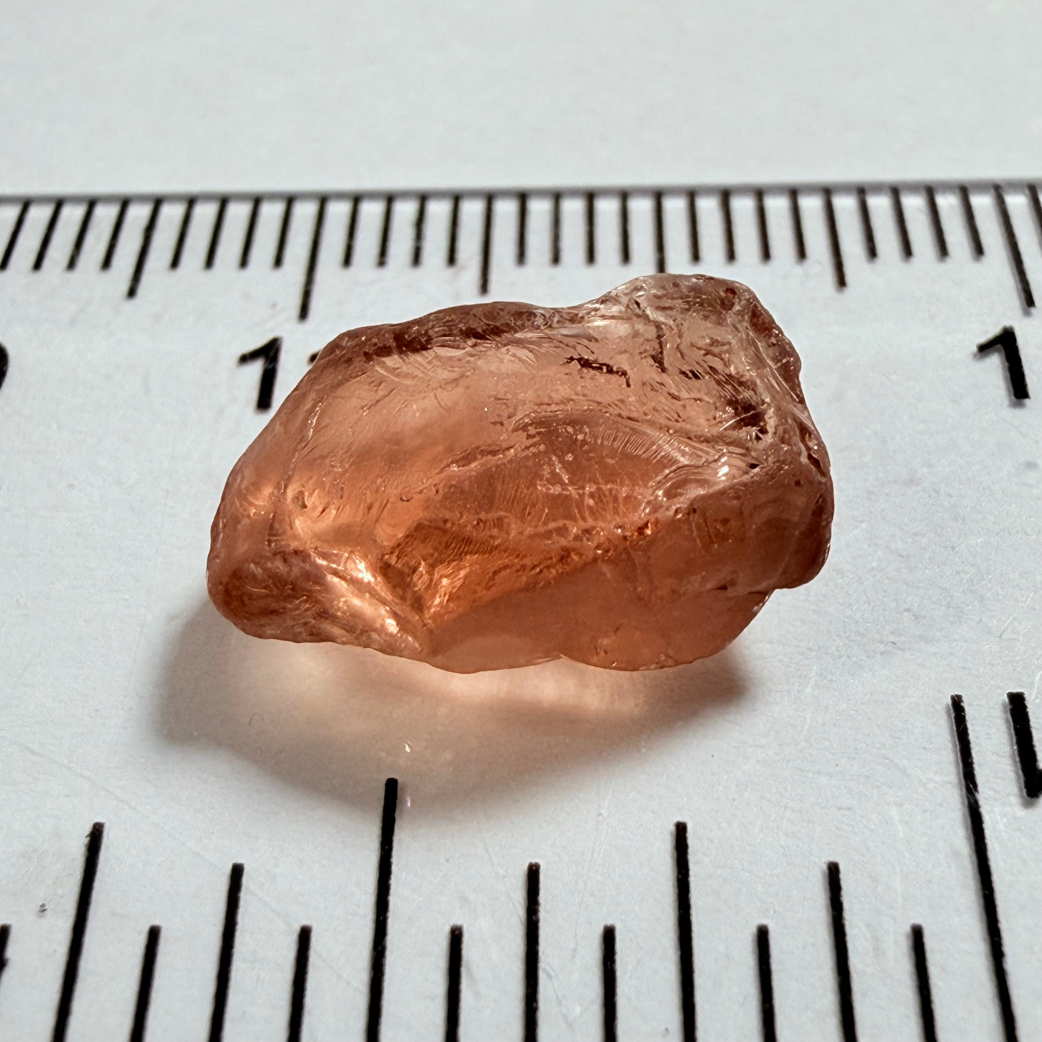 Malaya Garnet, 8.03ct, Tanzania, Untreated Unheated, fine needles causing a silky appearance, flat shape, see side pics