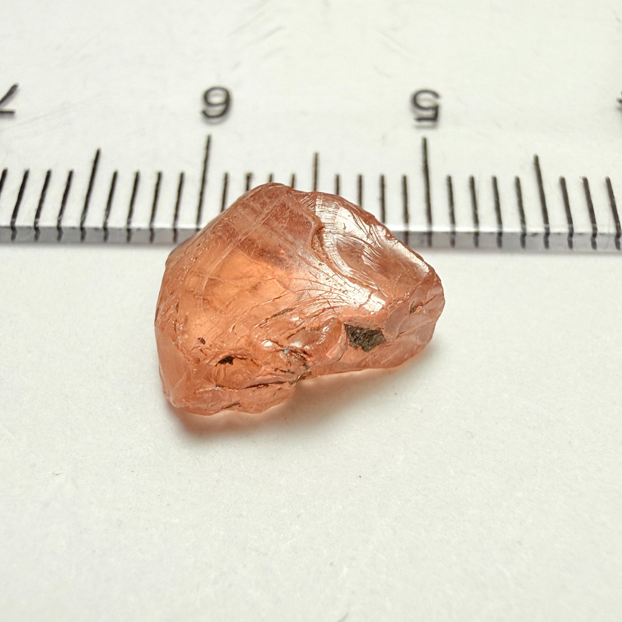 Peach Malaya Garnet, 4.69ct, vvs but flattish, Unheated Untreated, Umba Valley Tanzania