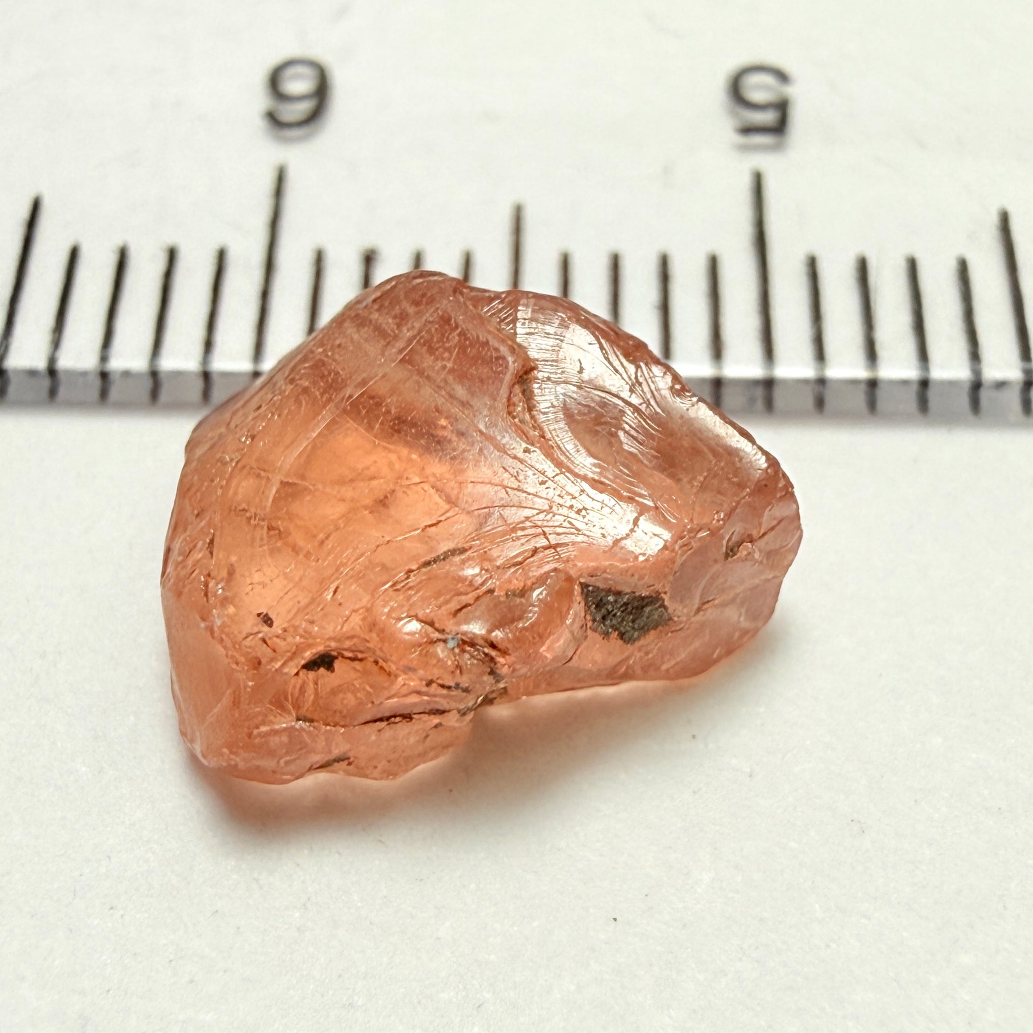 Peach Malaya Garnet, 4.69ct, vvs but flattish, Unheated Untreated, Umba Valley Tanzania