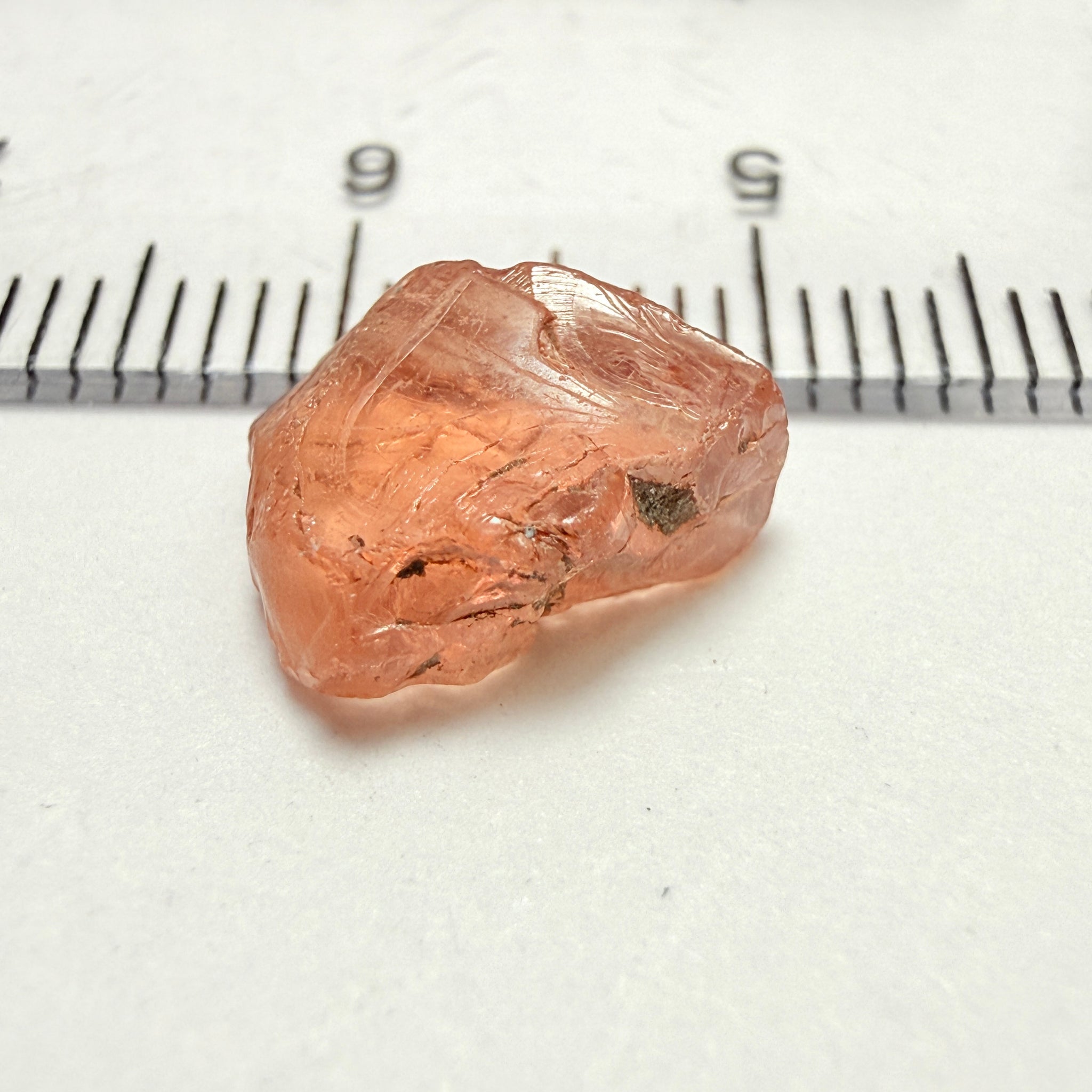 Peach Malaya Garnet, 4.69ct, vvs but flattish, Unheated Untreated, Umba Valley Tanzania