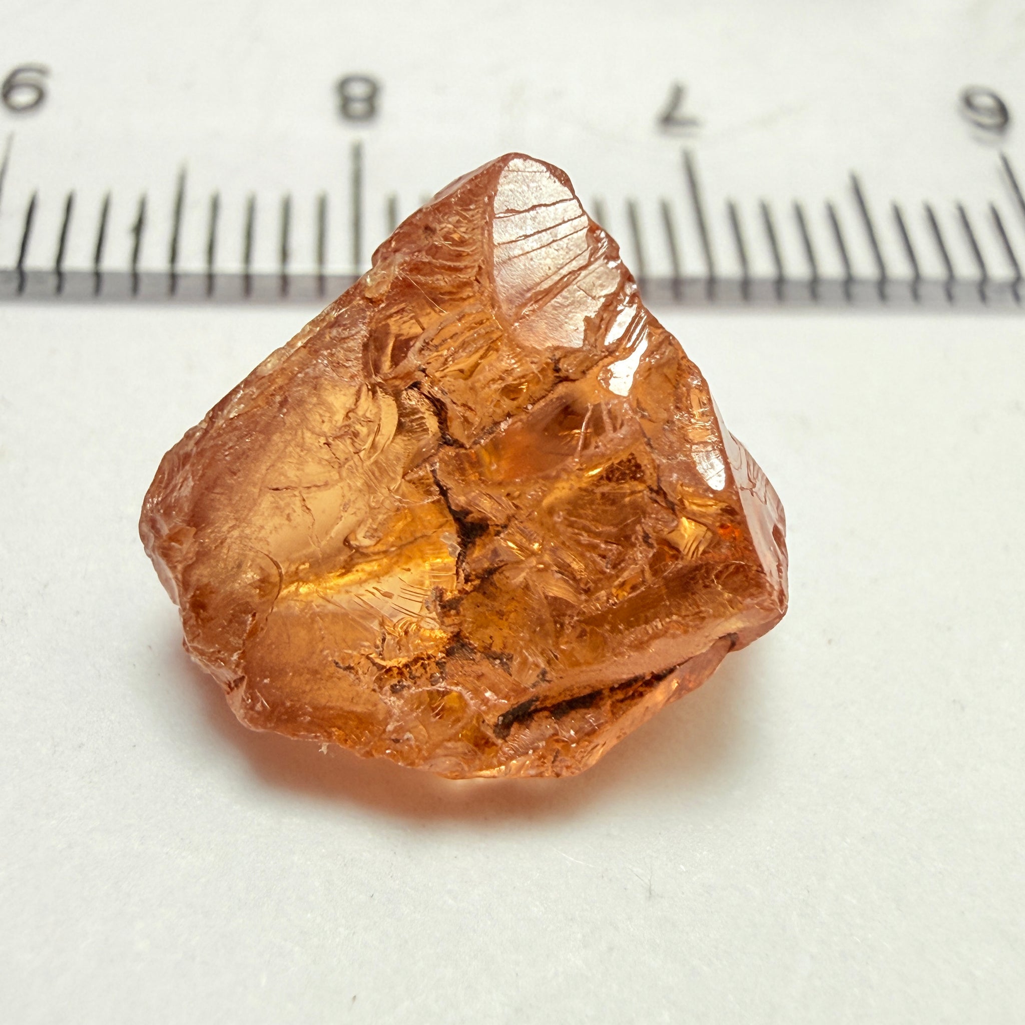 Peach Malaya Garnet, 9.53ct, vvs, slight silk but complicated shape, see pictures,  Unheated Untreated, Umba Valley Tanzania