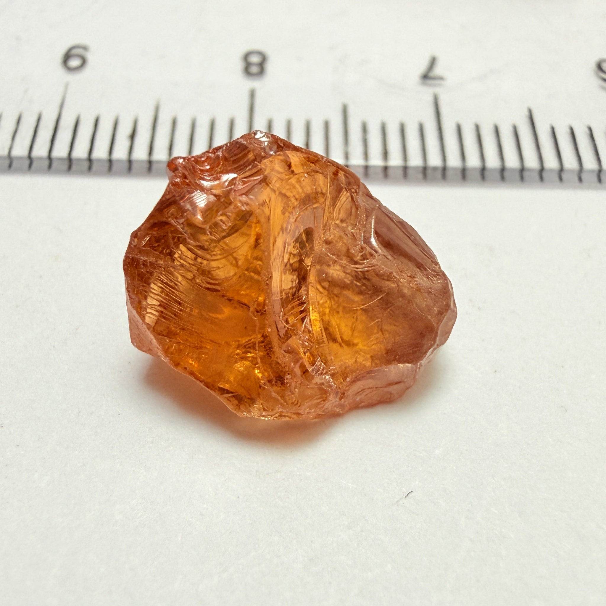 Peach Malaya Garnet, 9.53ct, vvs, slight silk but complicated shape, see pictures,  Unheated Untreated, Umba Valley Tanzania
