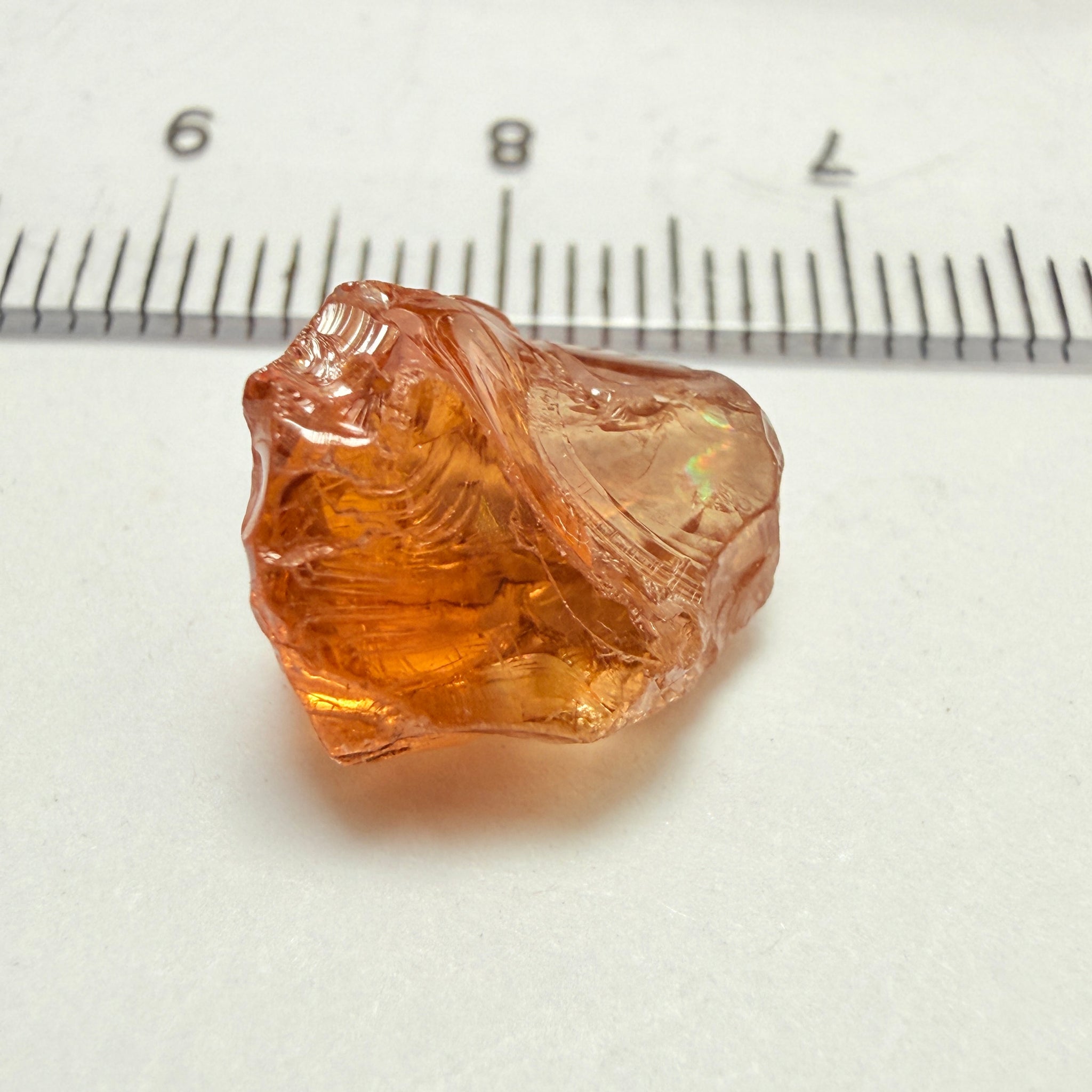 Peach Malaya Garnet, 9.53ct, vvs, slight silk but complicated shape, see pictures,  Unheated Untreated, Umba Valley Tanzania