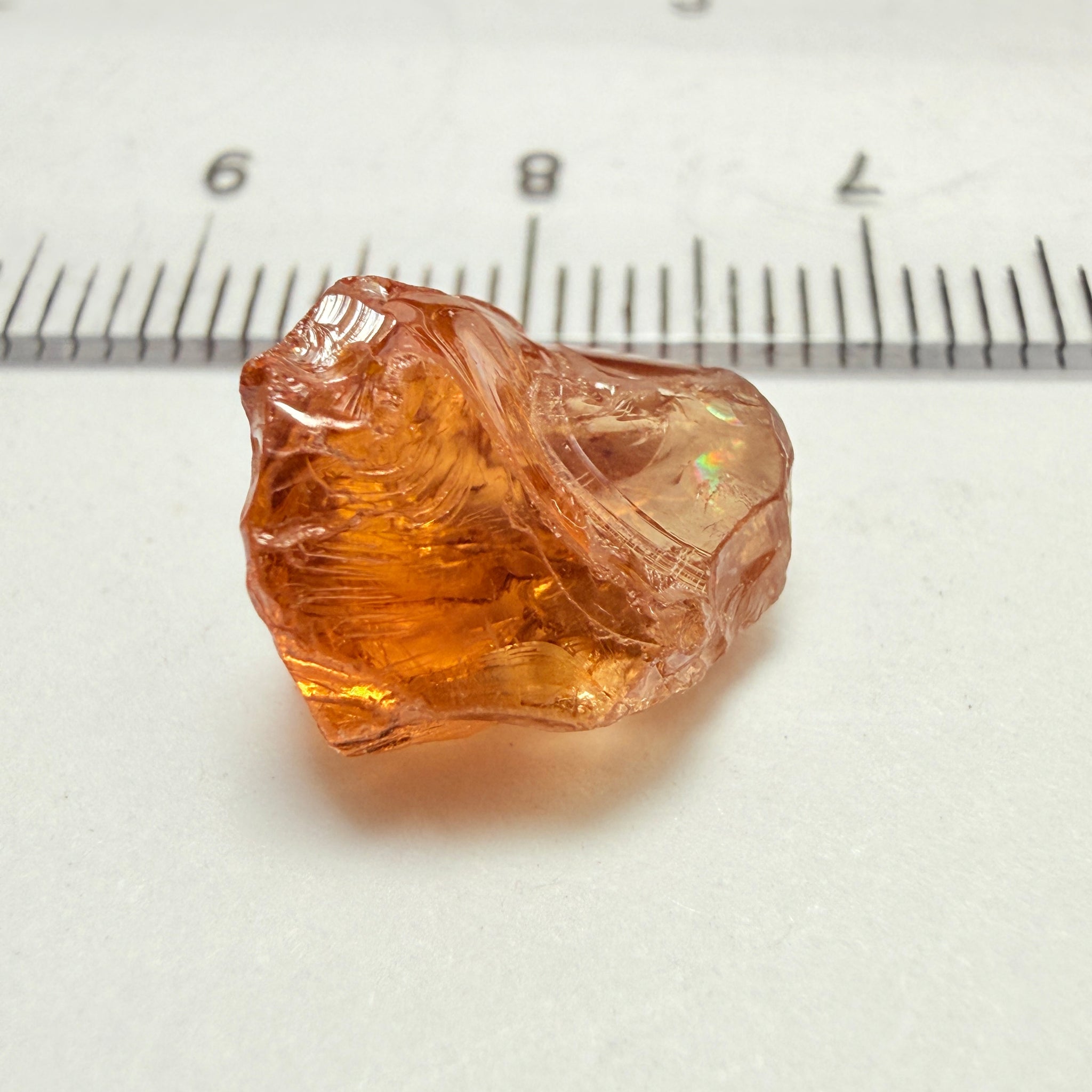 Peach Malaya Garnet, 9.53ct, vvs, slight silk but complicated shape, see pictures,  Unheated Untreated, Umba Valley Tanzania