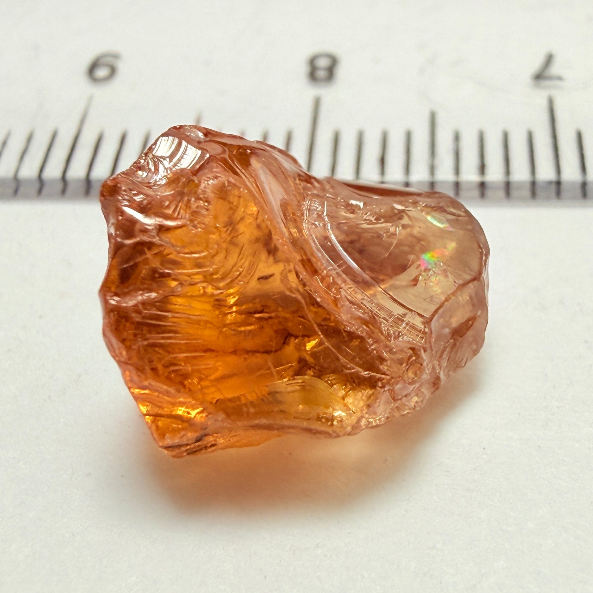Peach Malaya Garnet, 9.53ct, vvs, slight silk but complicated shape, see pictures,  Unheated Untreated, Umba Valley Tanzania
