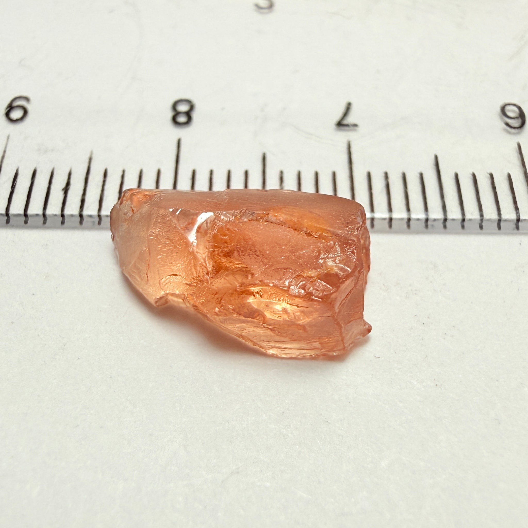 Peach Malaya Garnet, 5.84ct, vvs-if but flattish, Unheated Untreated, Umba Valley Tanzania