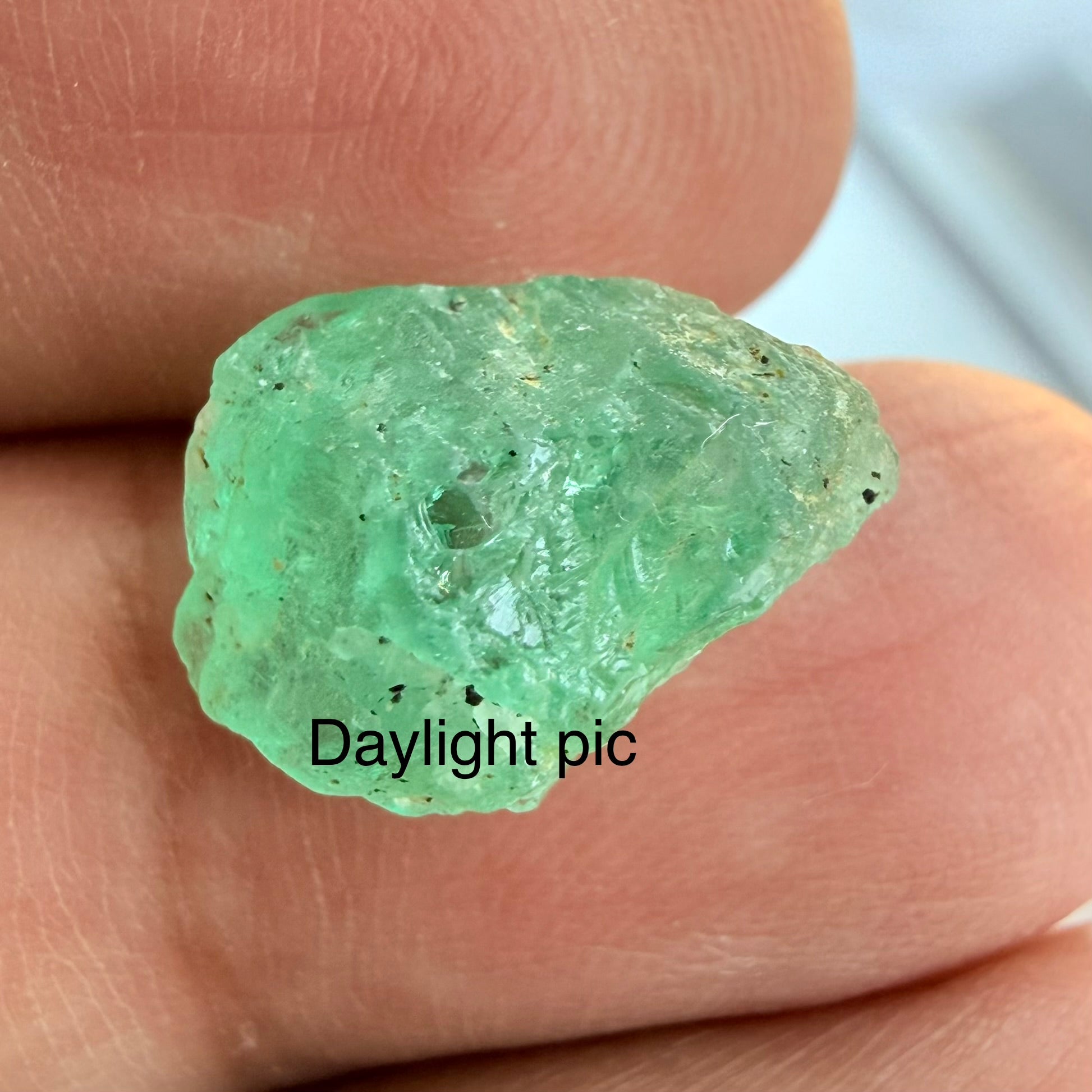 Emerald, 6.37ct, Tanzania, Untreated Unheated, no oil. Great for setting as is in jewellery or cabbing