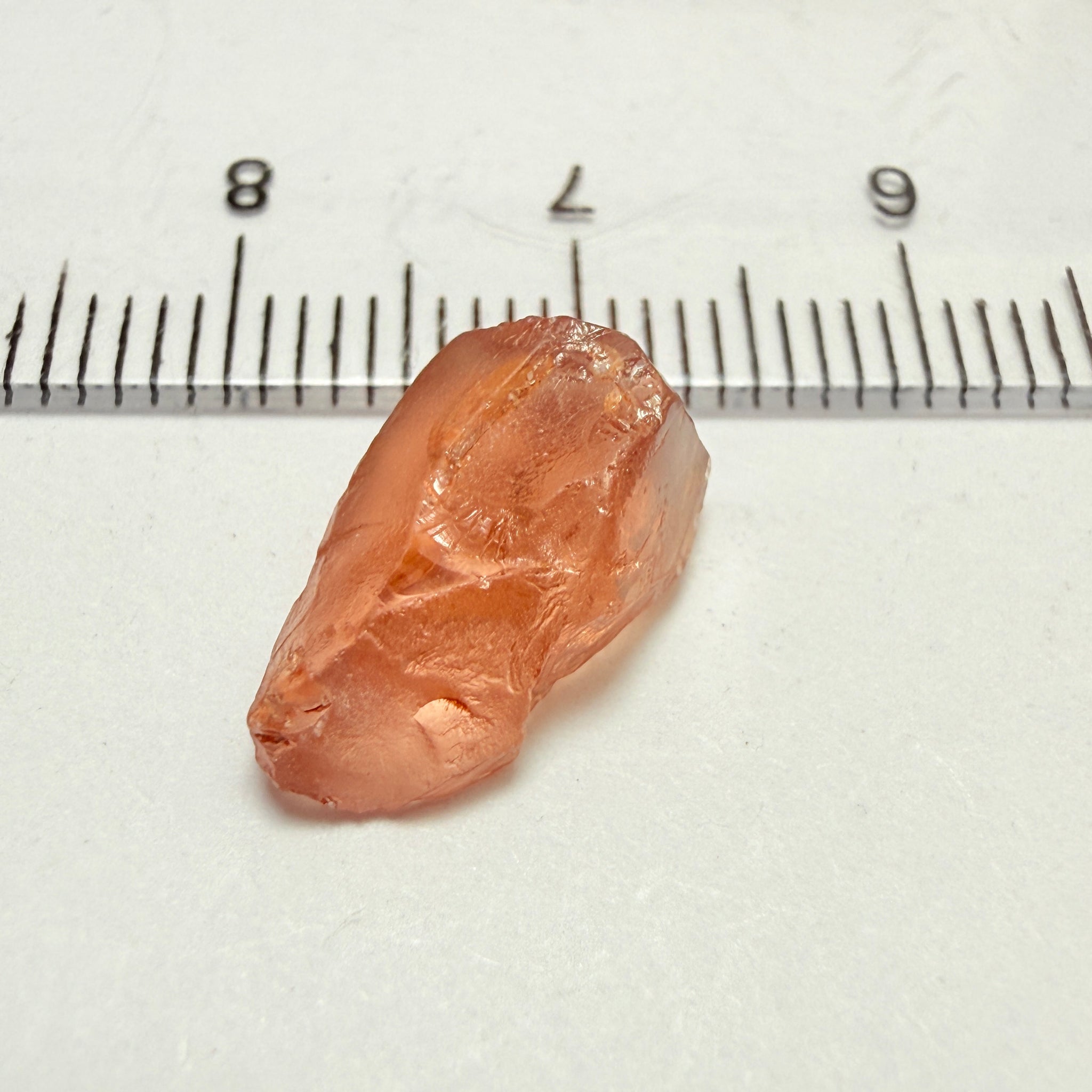 Peach Malaya Garnet, 5.84ct, vvs-if but flattish, Unheated Untreated, Umba Valley Tanzania