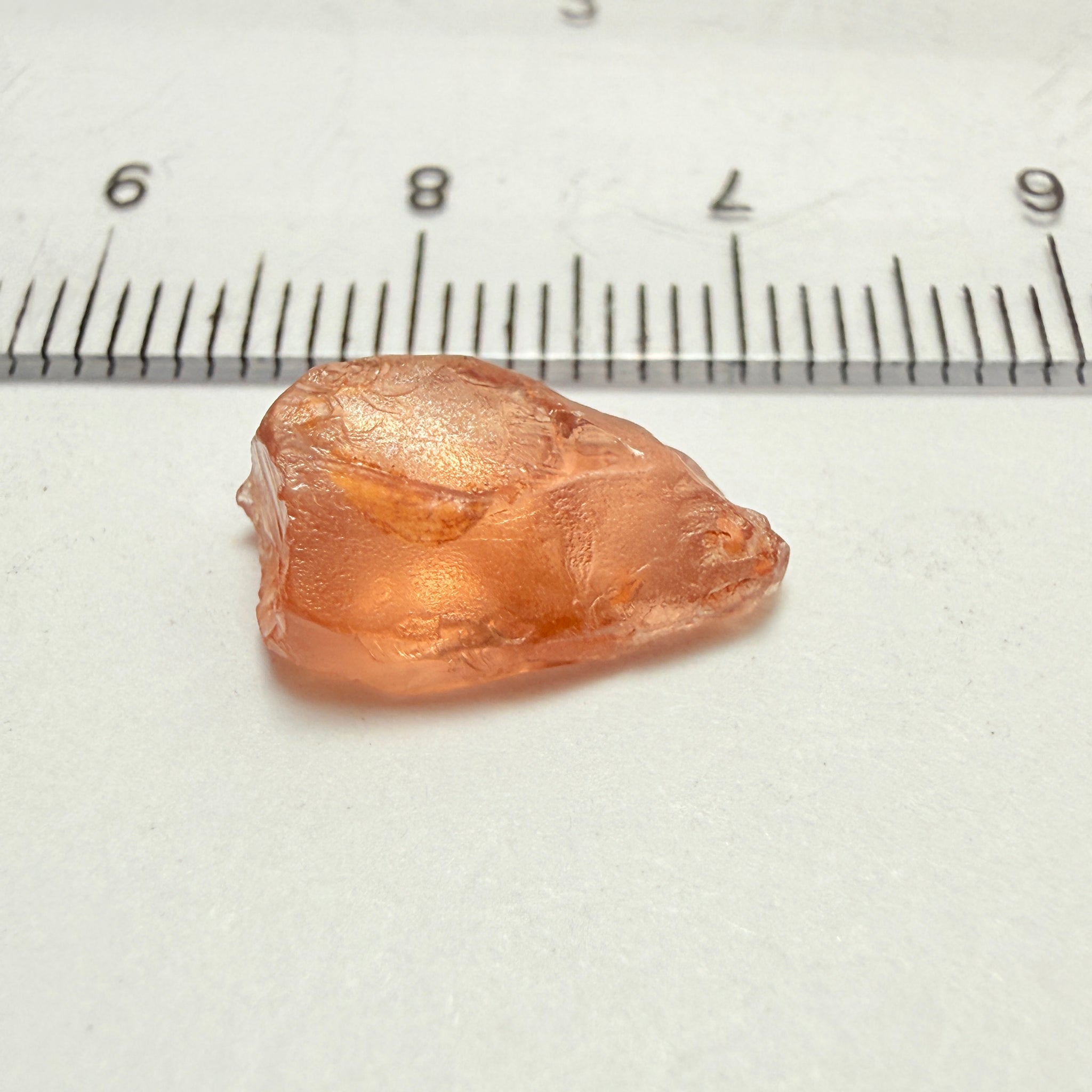 Peach Malaya Garnet, 5.84ct, vvs-if but flattish, Unheated Untreated, Umba Valley Tanzania