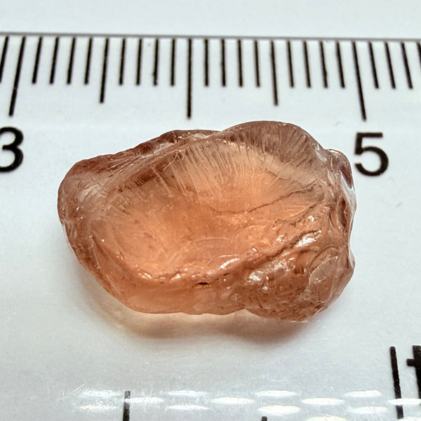 Malaya Garnet, 8.03ct, Tanzania, Untreated Unheated, fine needles causing a silky appearance, flat shape, see side pics