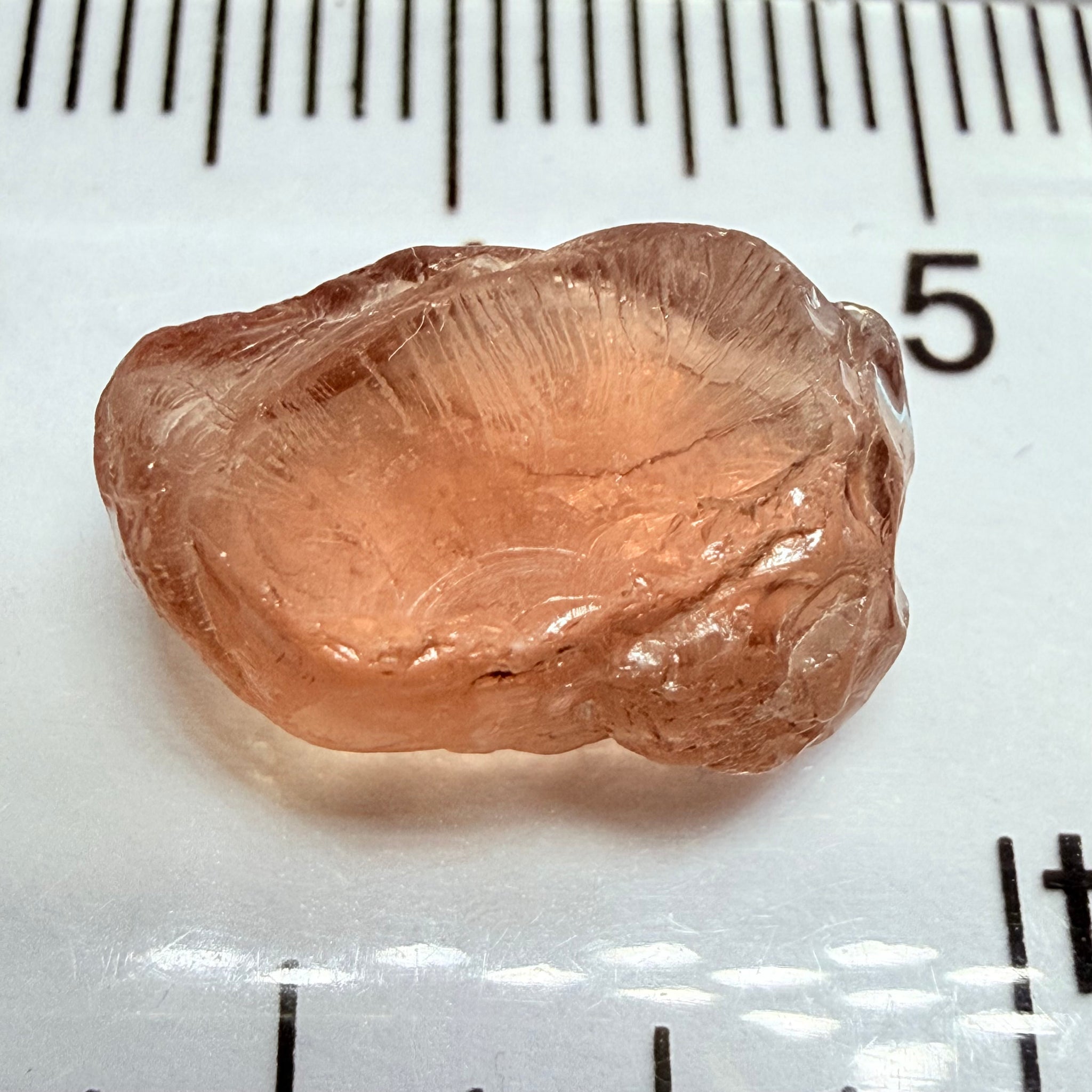 Malaya Garnet, 8.03ct, Tanzania, Untreated Unheated, fine needles causing a silky appearance, flat shape, see side pics