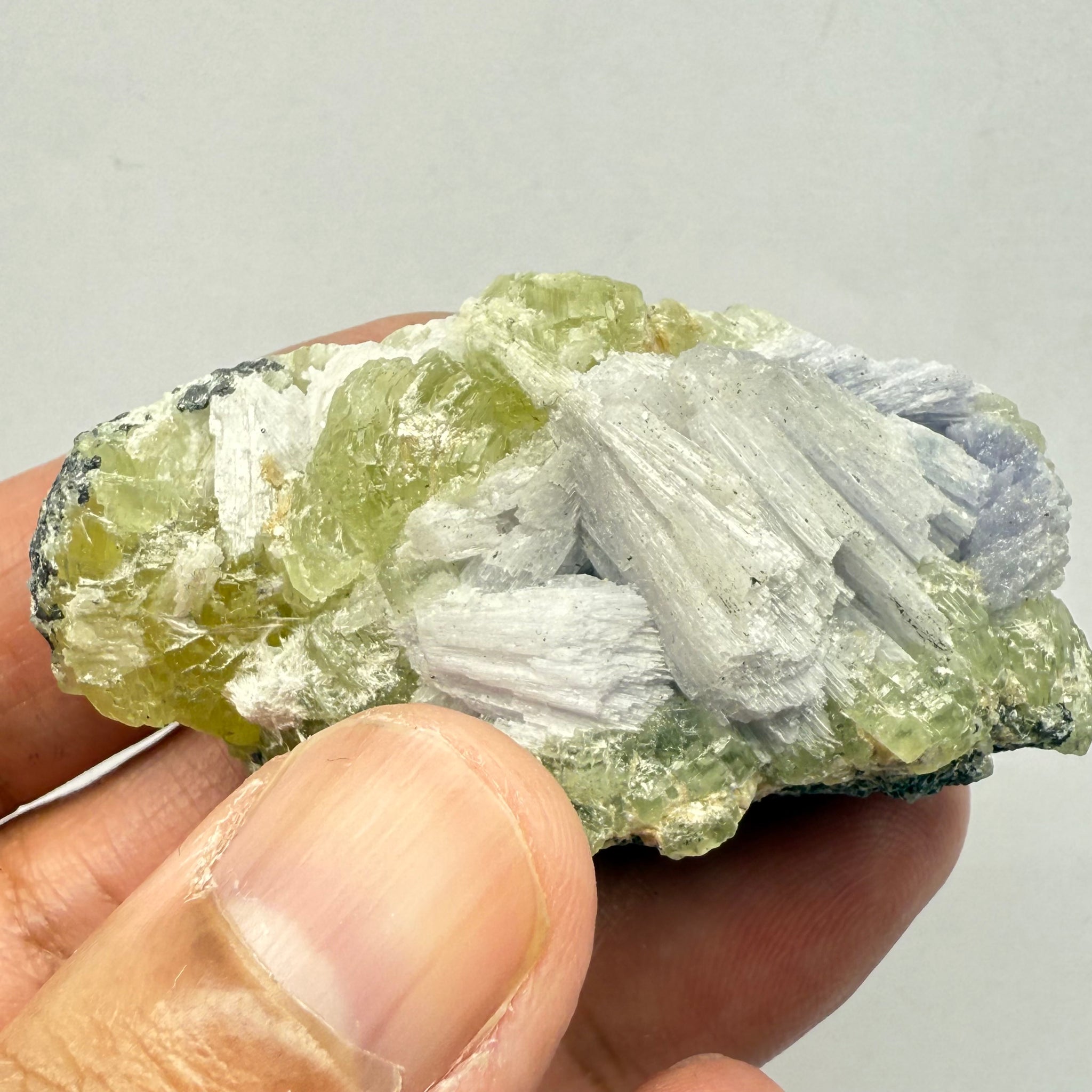 Prehnite with Tanzanite Crystal, 244.52ct Tanzania, Untreated Unheated