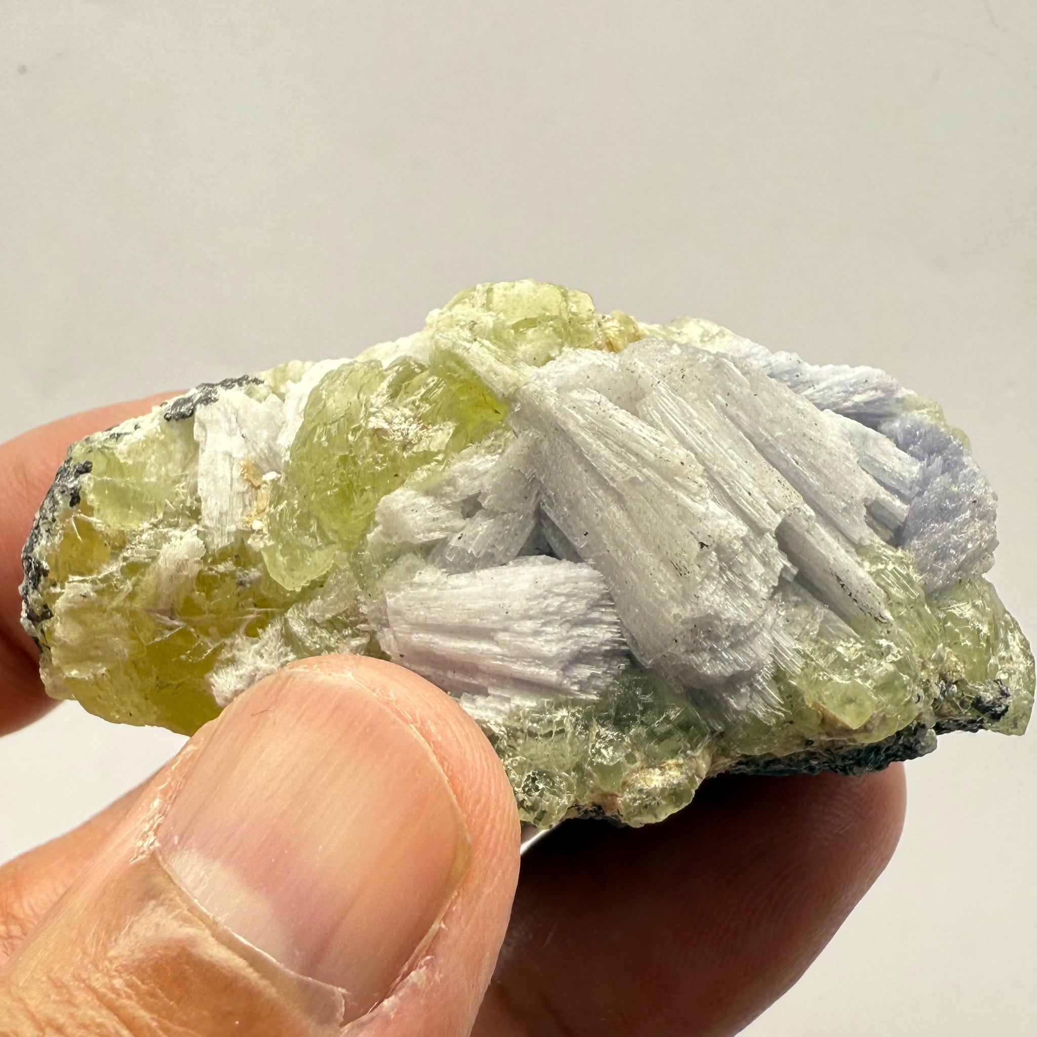 Prehnite with Tanzanite Crystal, 244.52ct Tanzania, Untreated Unheated