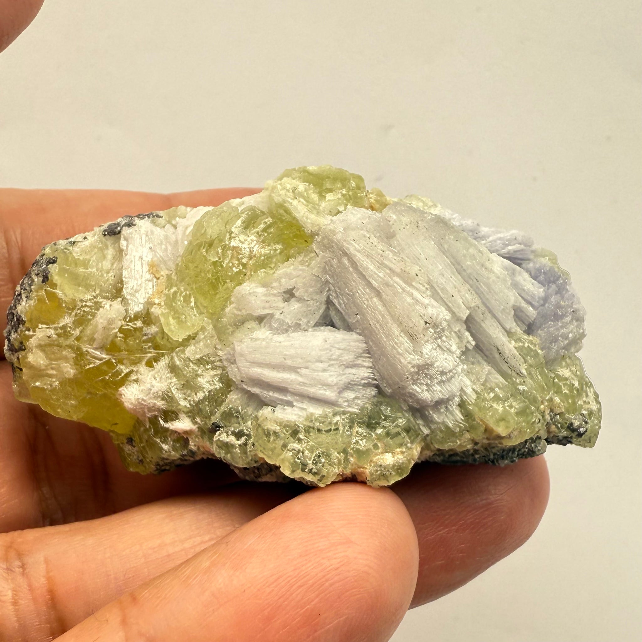 Prehnite with Tanzanite Crystal, 244.52ct Tanzania, Untreated Unheated