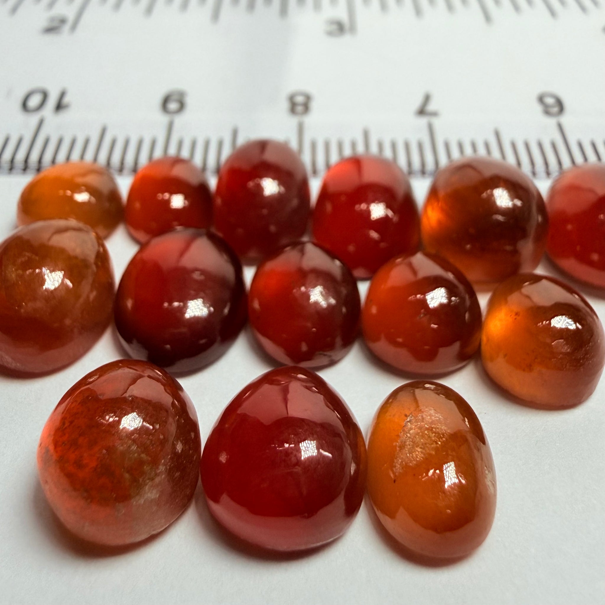 Hessonite Garnet Cabochon Lot, 46.93ct, Tanzania, Untreated Unheated, 1.77ct-4.93ct, 14pcs, 3.35ct average